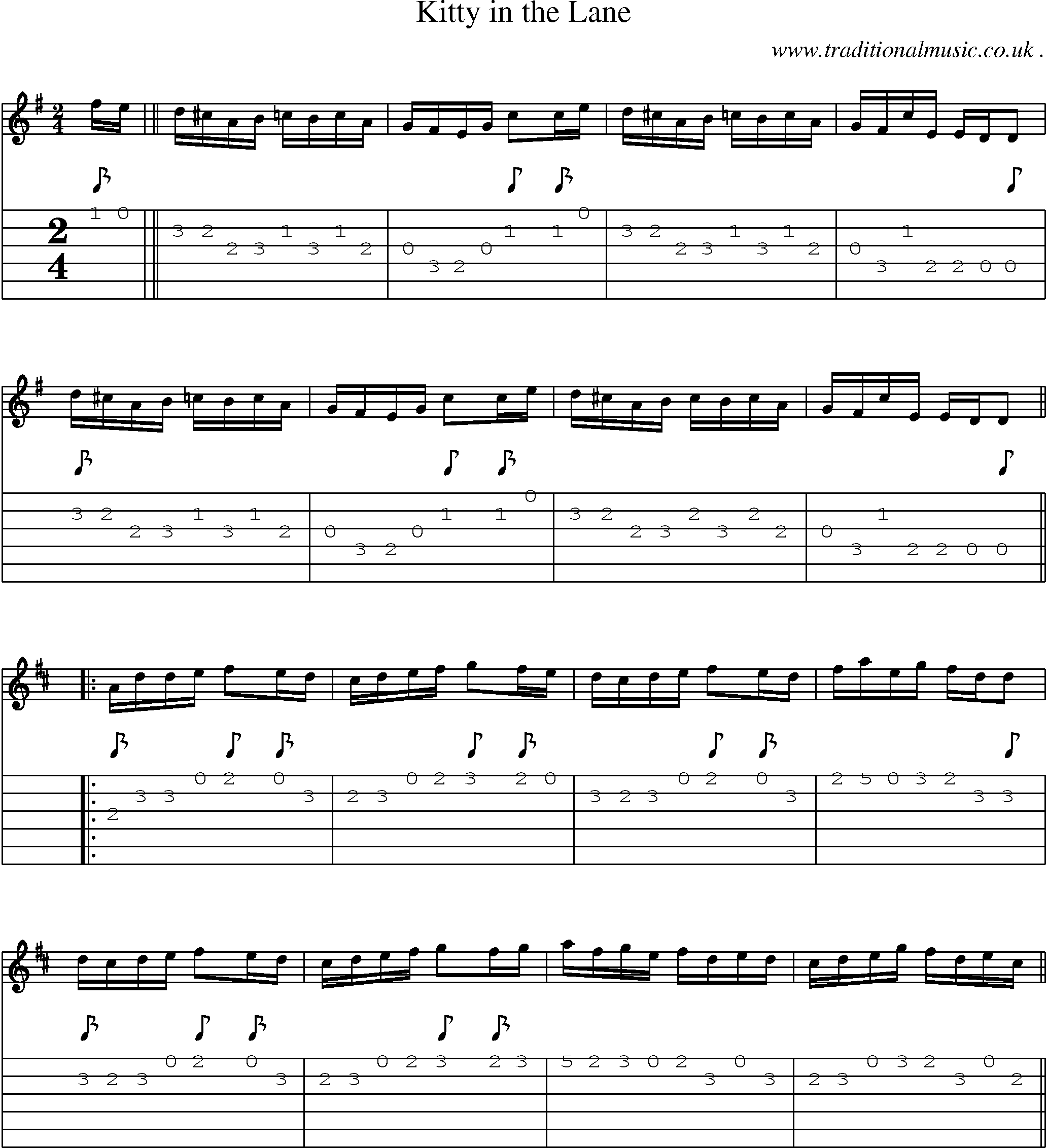Sheet-Music and Guitar Tabs for Kitty In The Lane