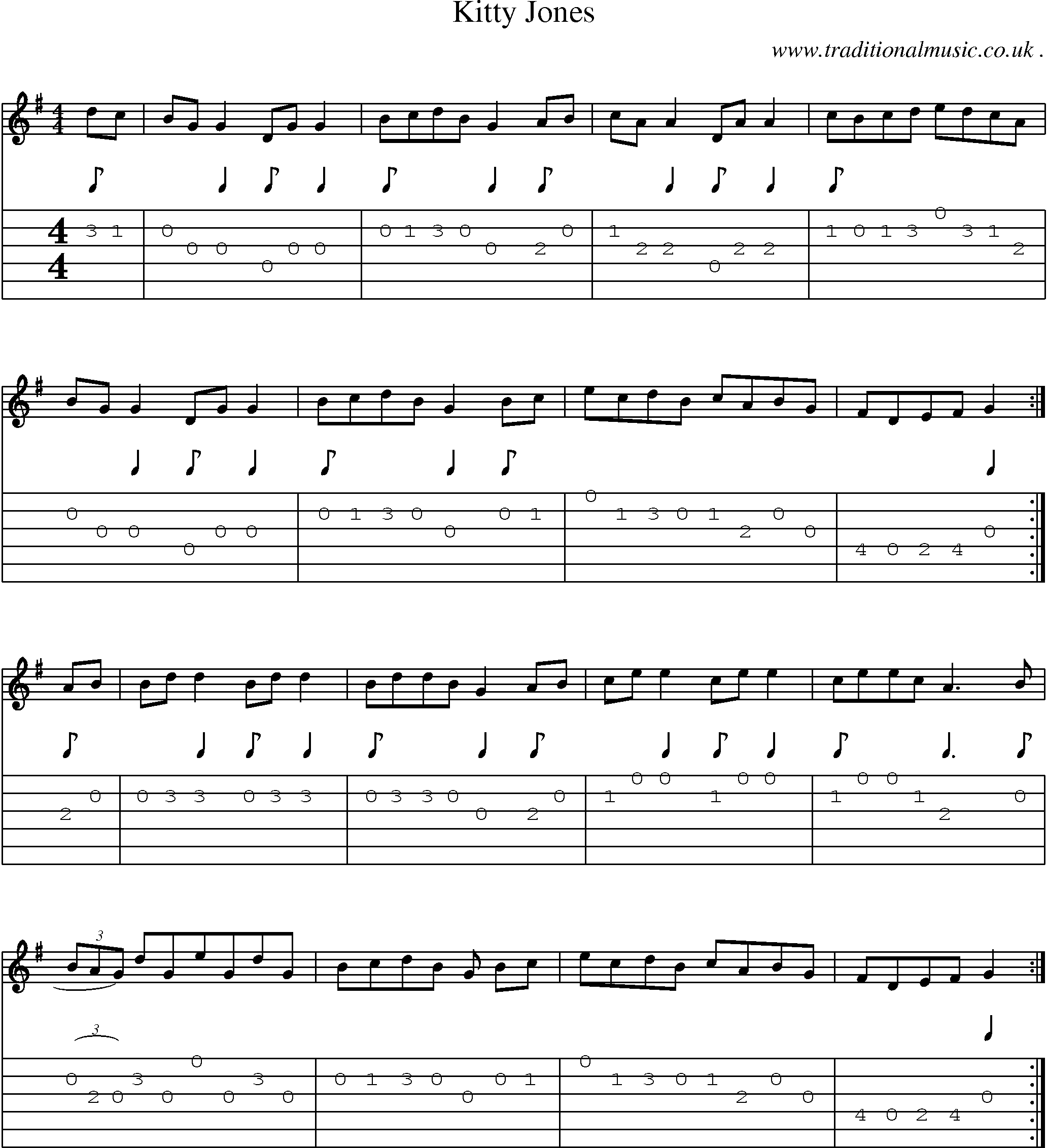 Sheet-Music and Guitar Tabs for Kitty Jones