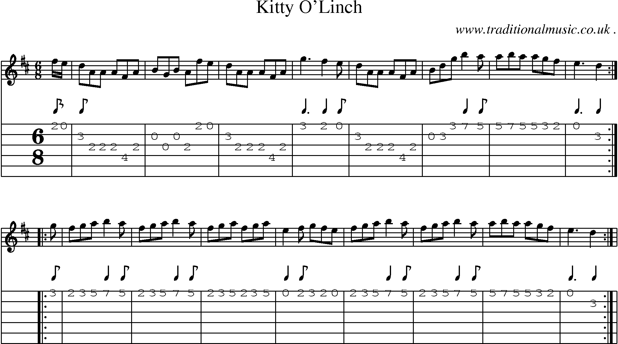 Sheet-Music and Guitar Tabs for Kitty Olinch
