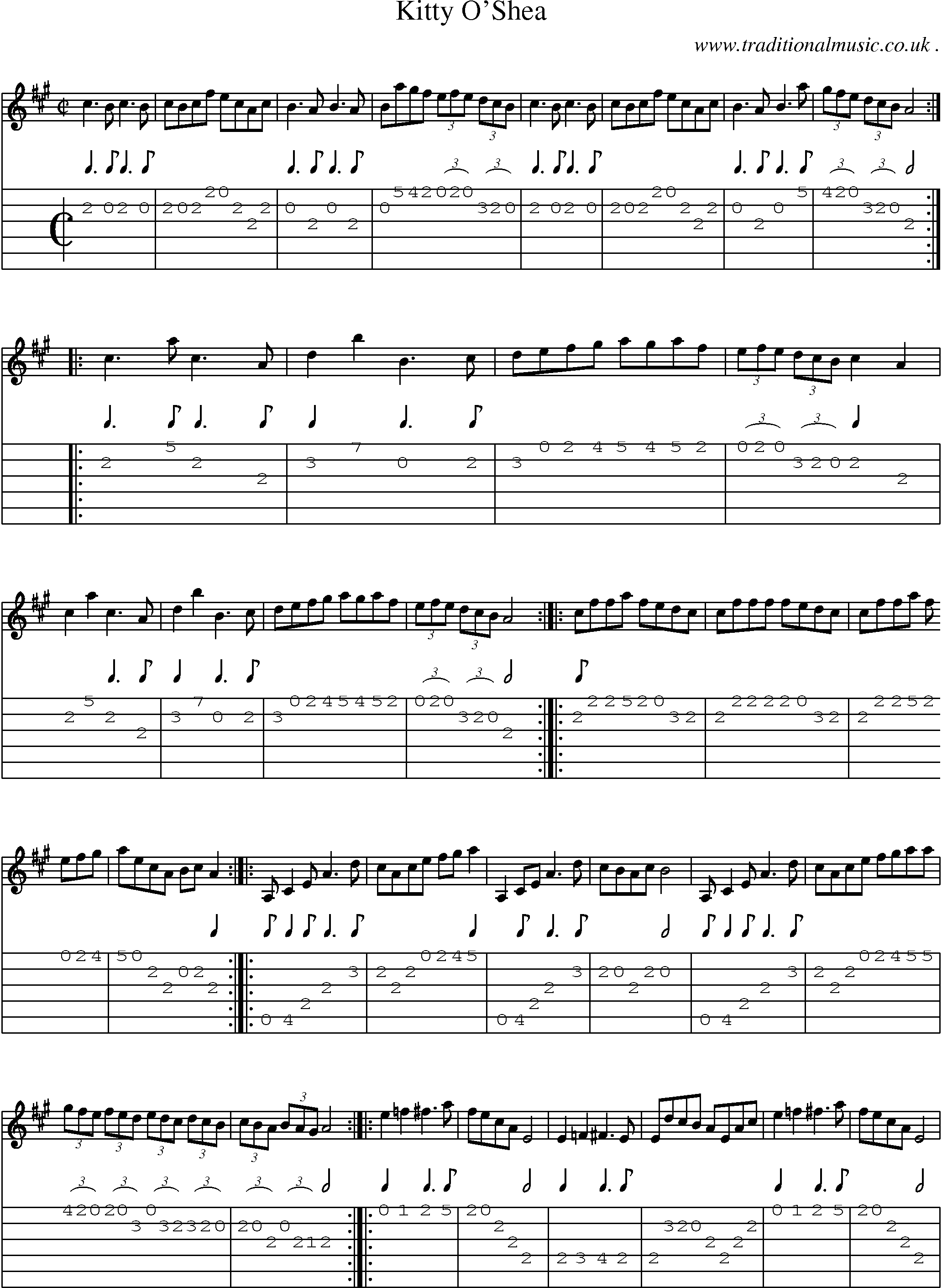Sheet-Music and Guitar Tabs for Kitty Oshea