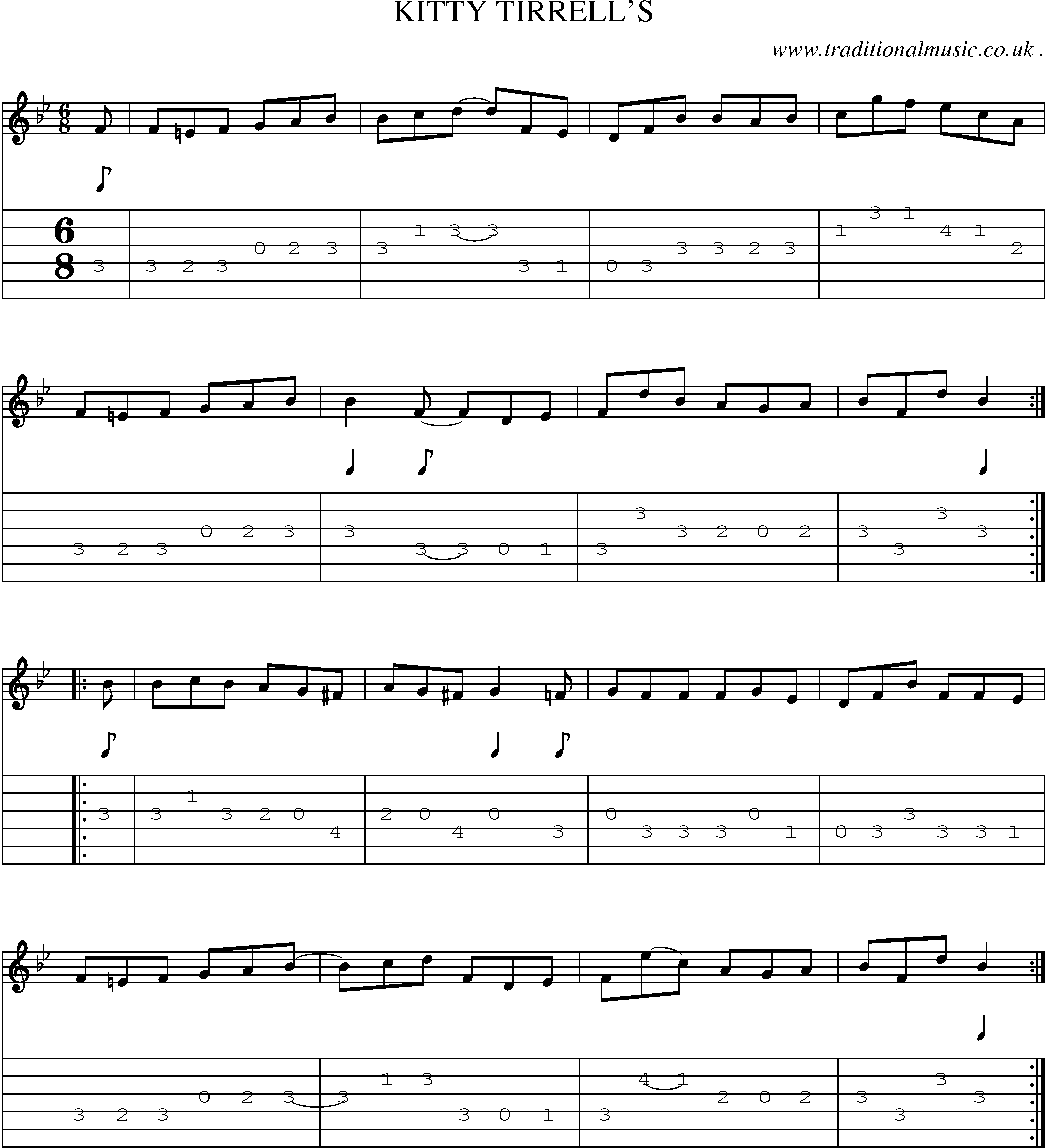 Sheet-Music and Guitar Tabs for Kitty Tirrells