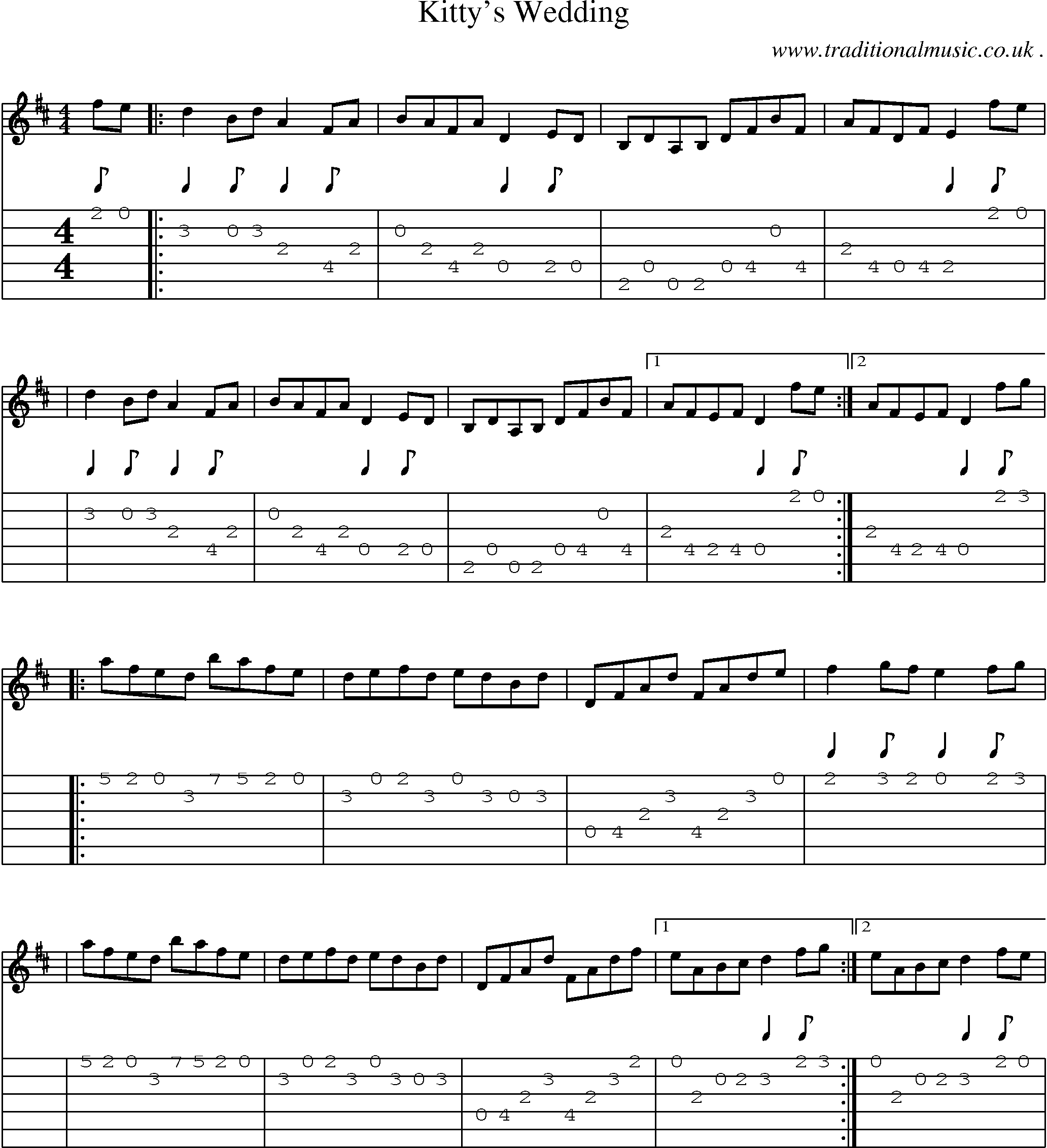 Sheet-Music and Guitar Tabs for Kittys Wedding