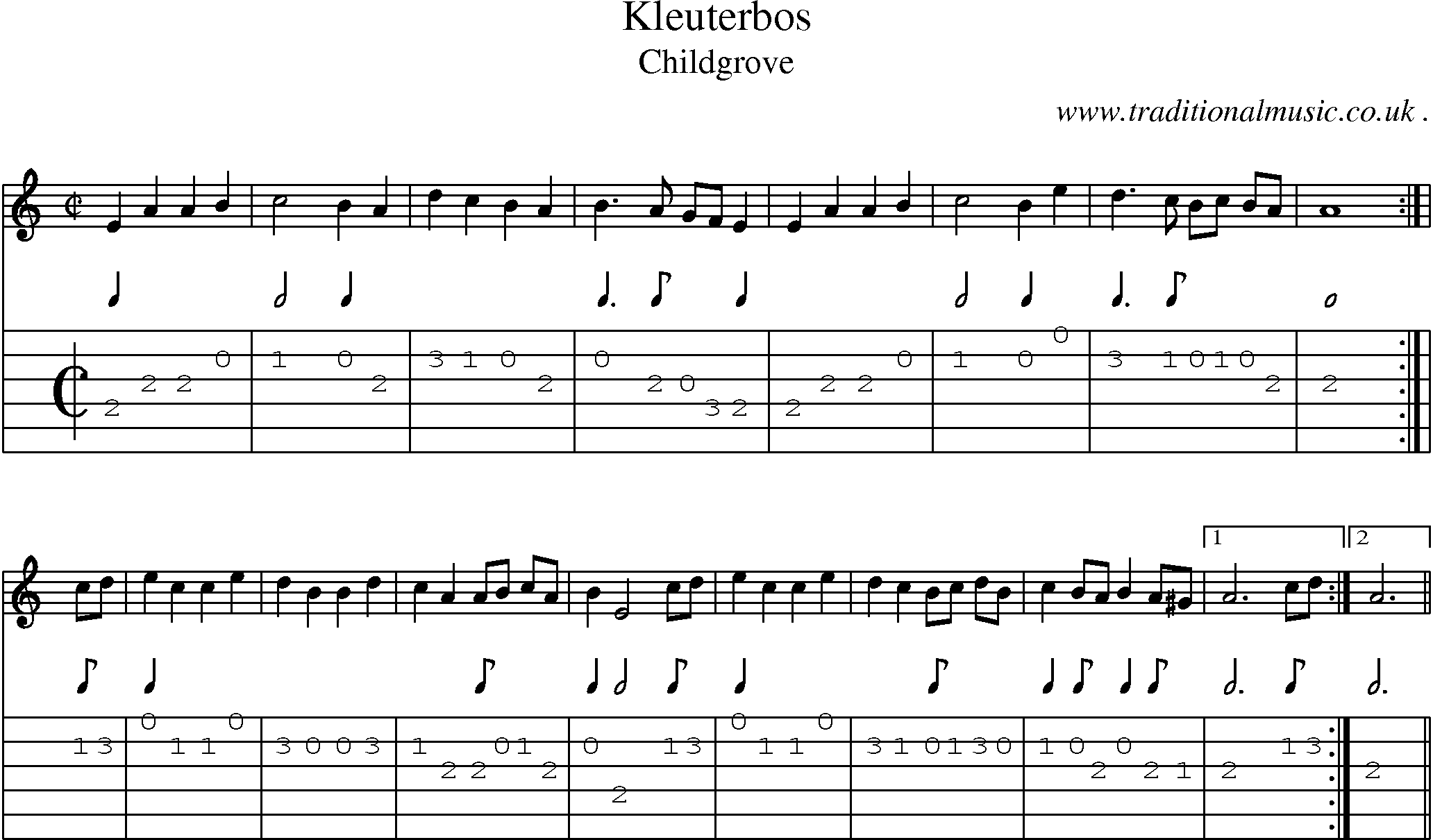 Sheet-Music and Guitar Tabs for Kleuterbos