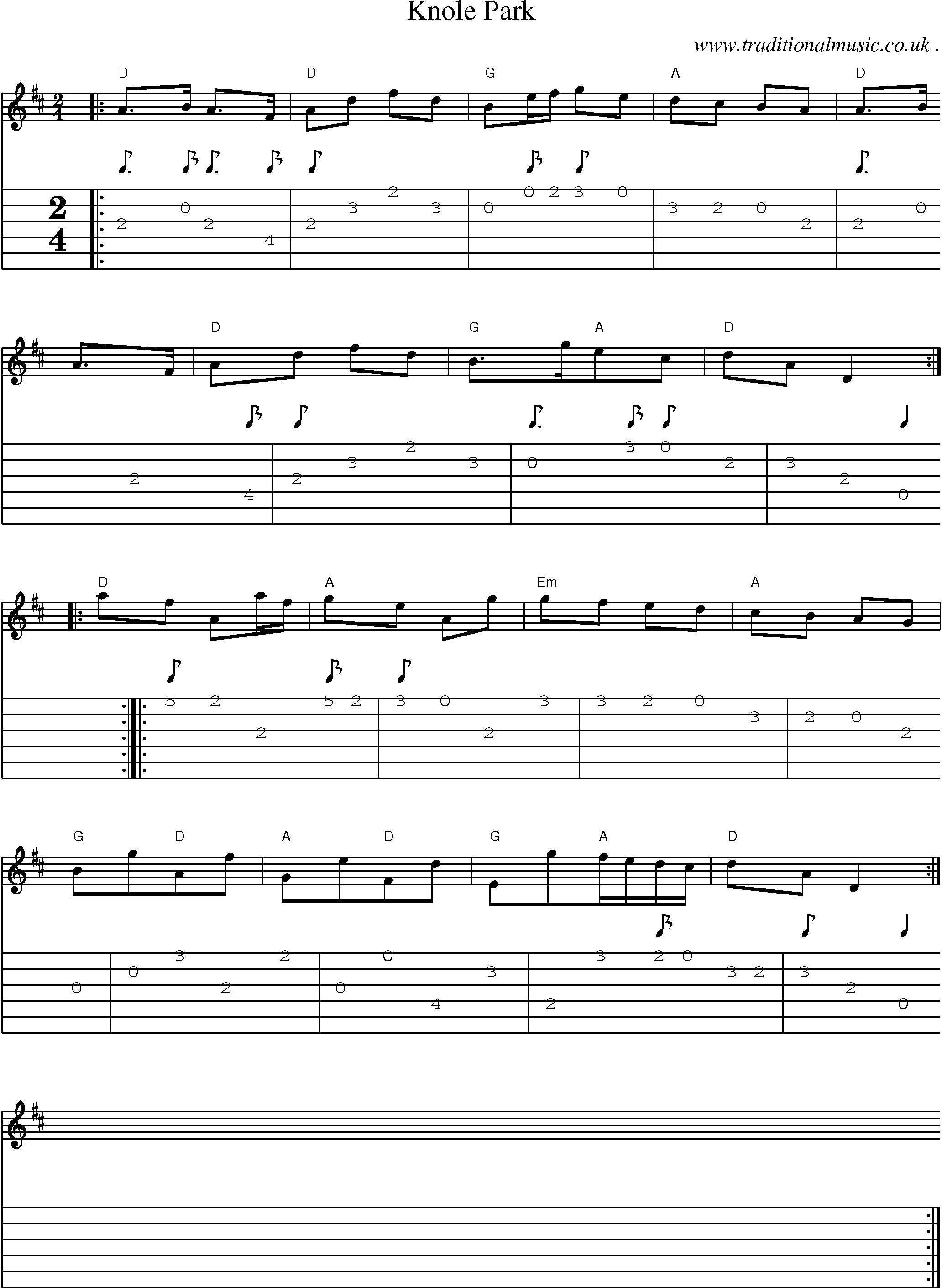Sheet-Music and Guitar Tabs for Knole Park