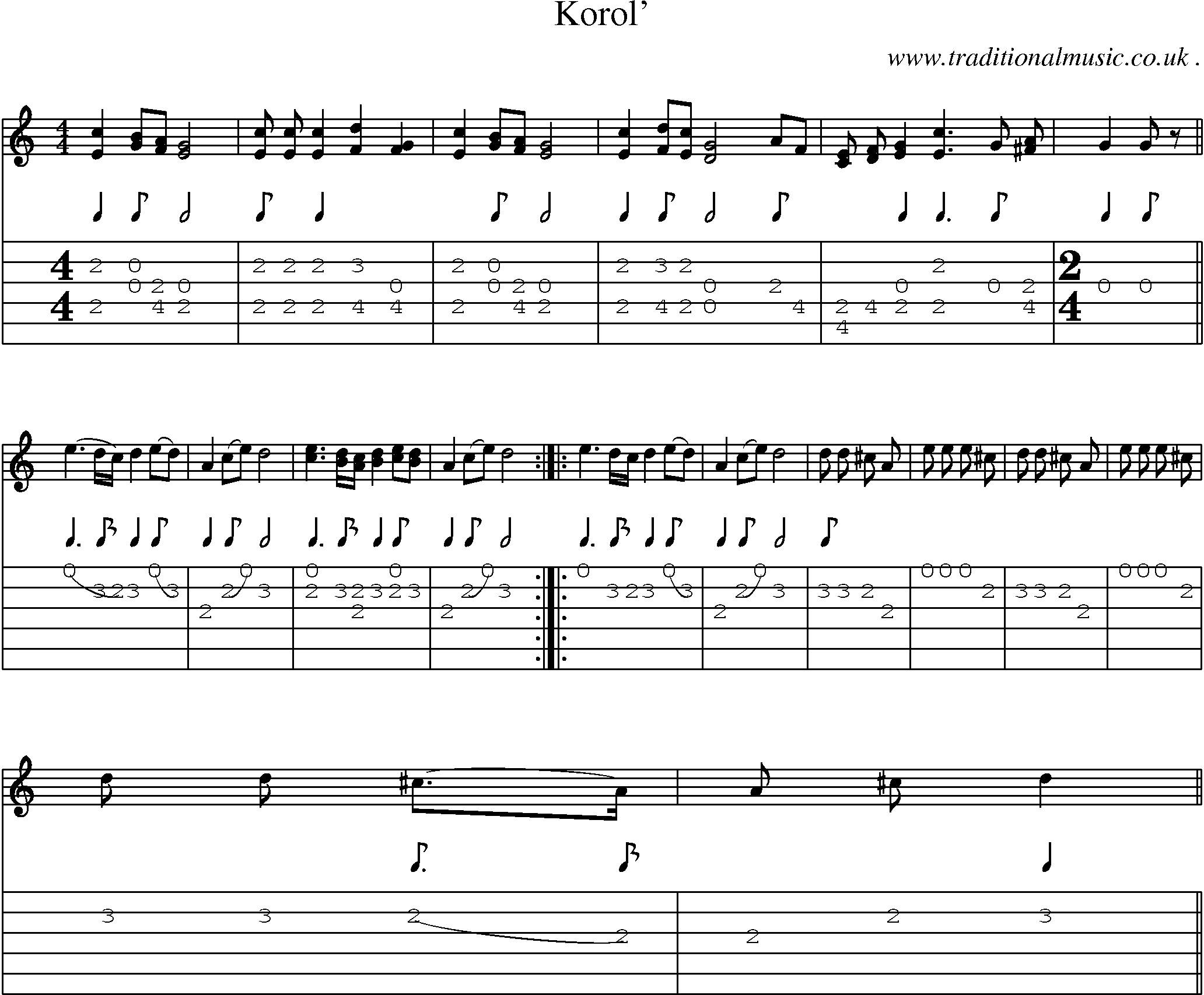 Sheet-Music and Guitar Tabs for Korol