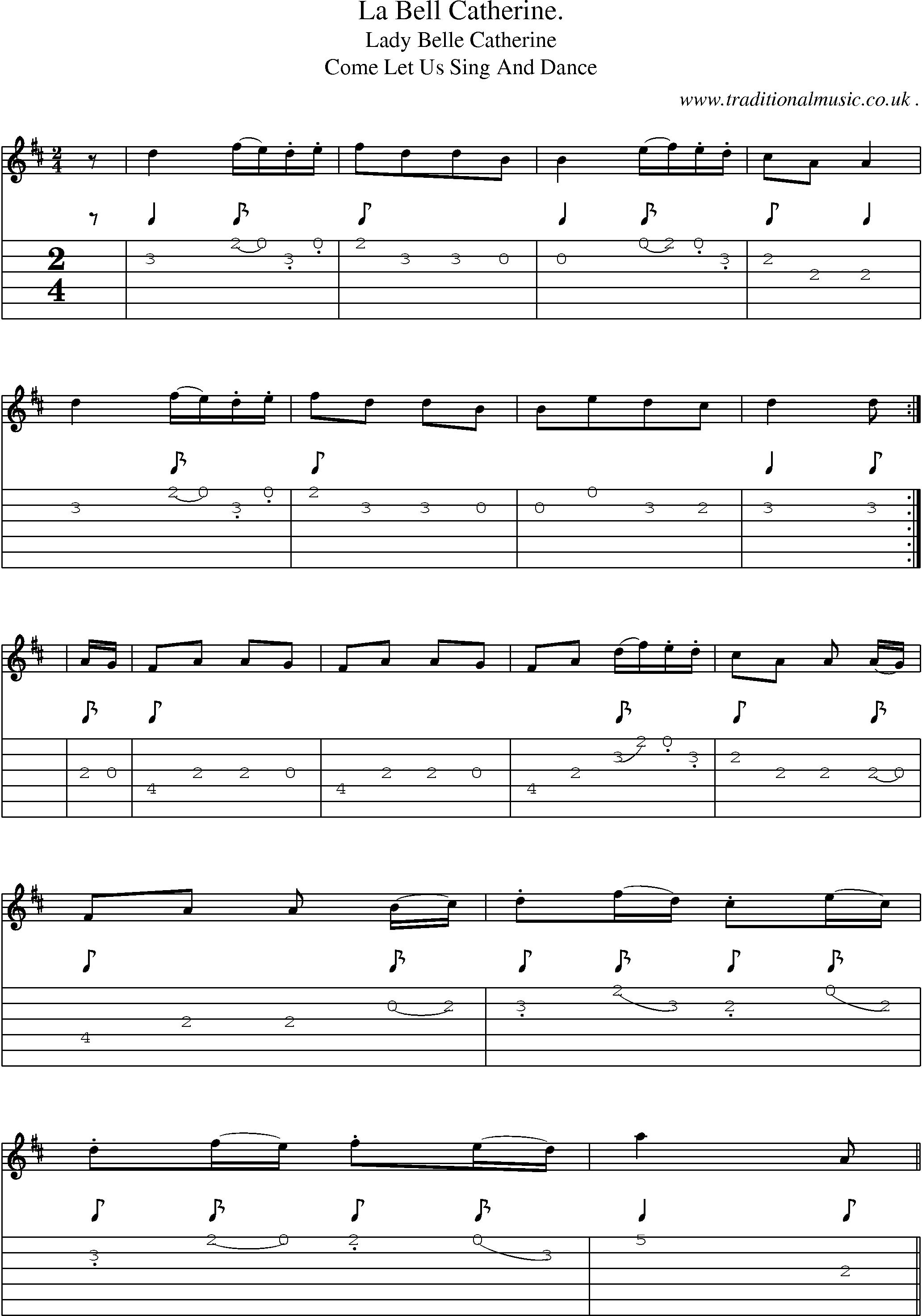 Sheet-Music and Guitar Tabs for La Bell Catherine