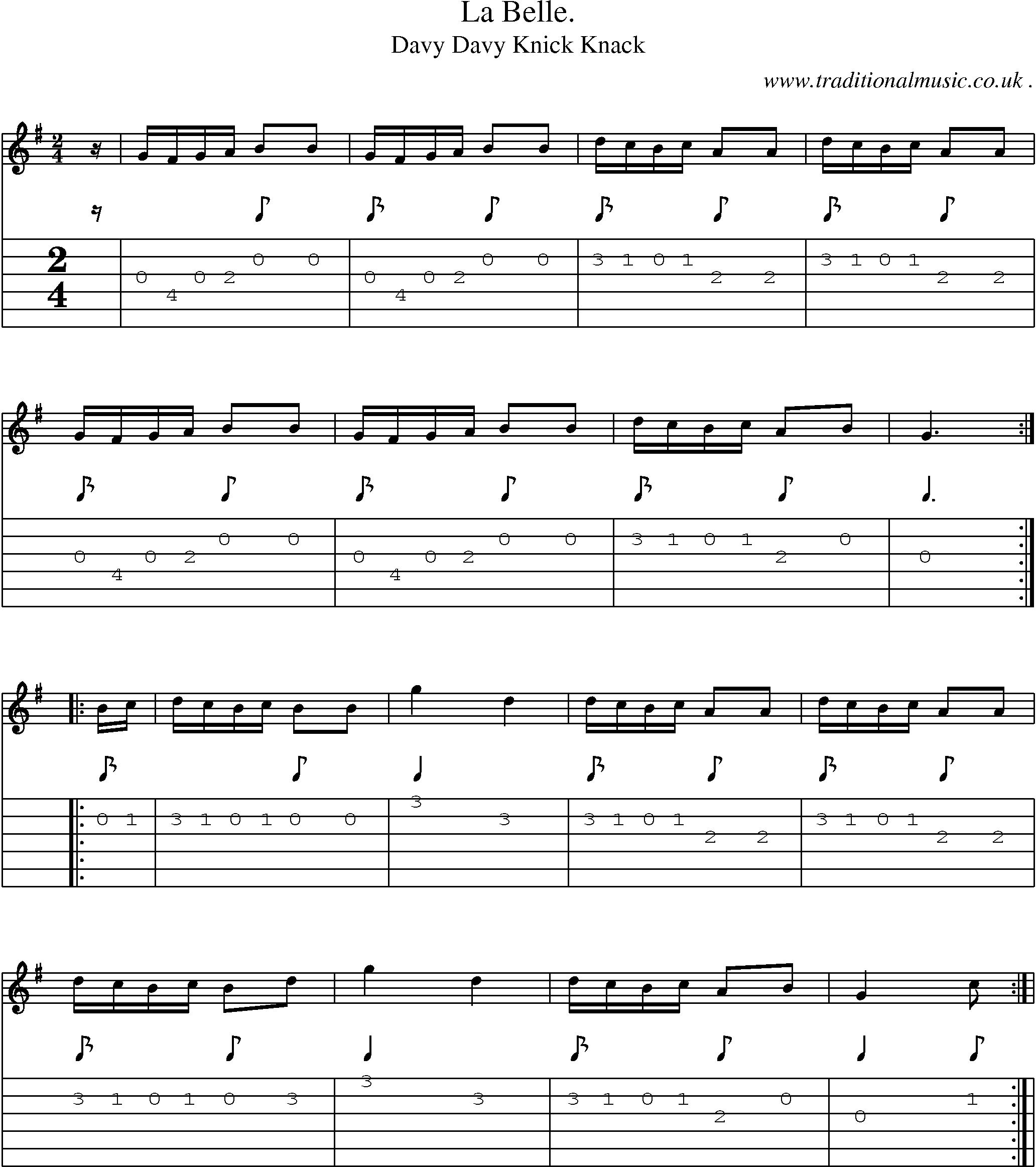 Sheet-Music and Guitar Tabs for La Belle
