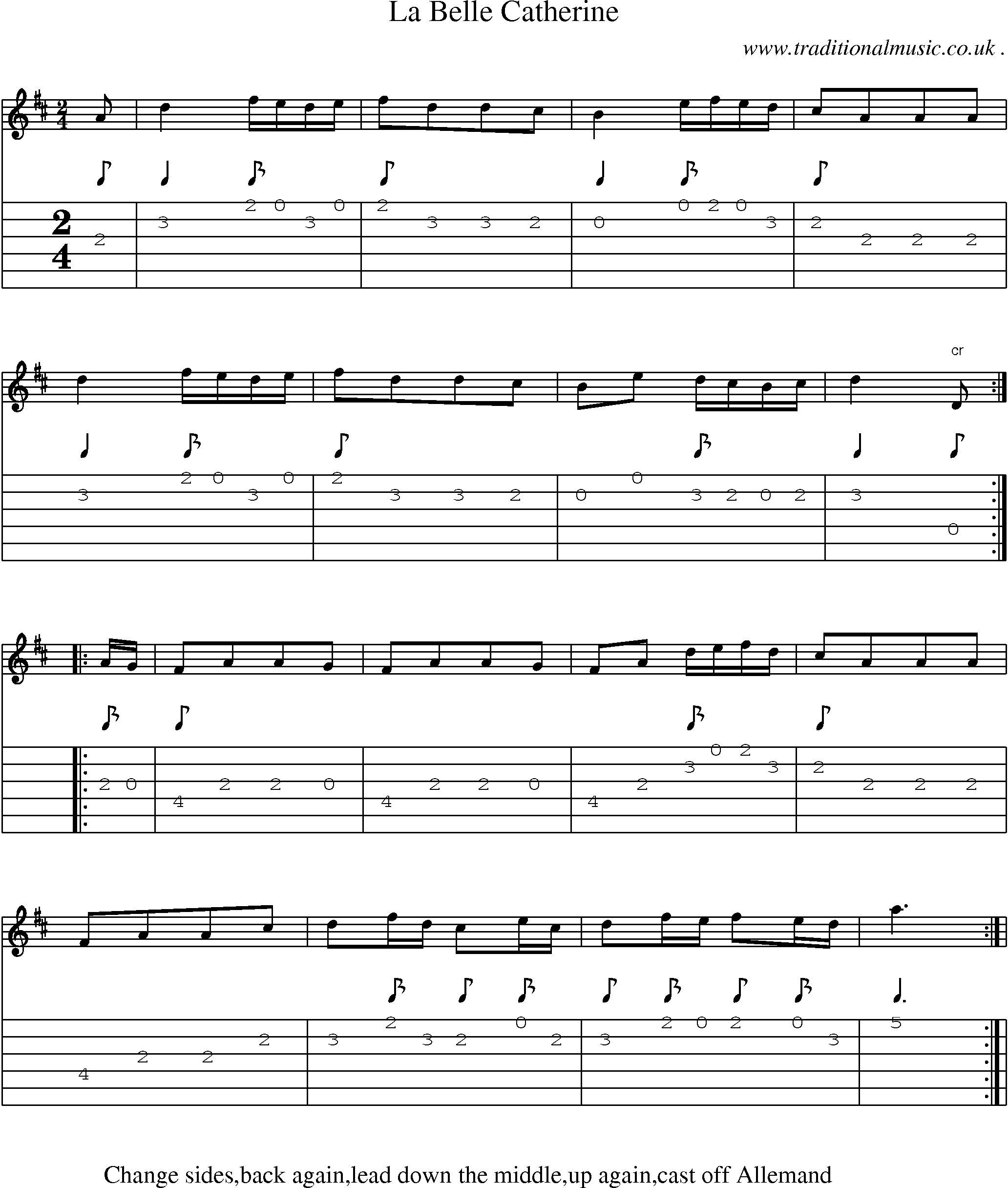 Sheet-Music and Guitar Tabs for La Belle Catherine