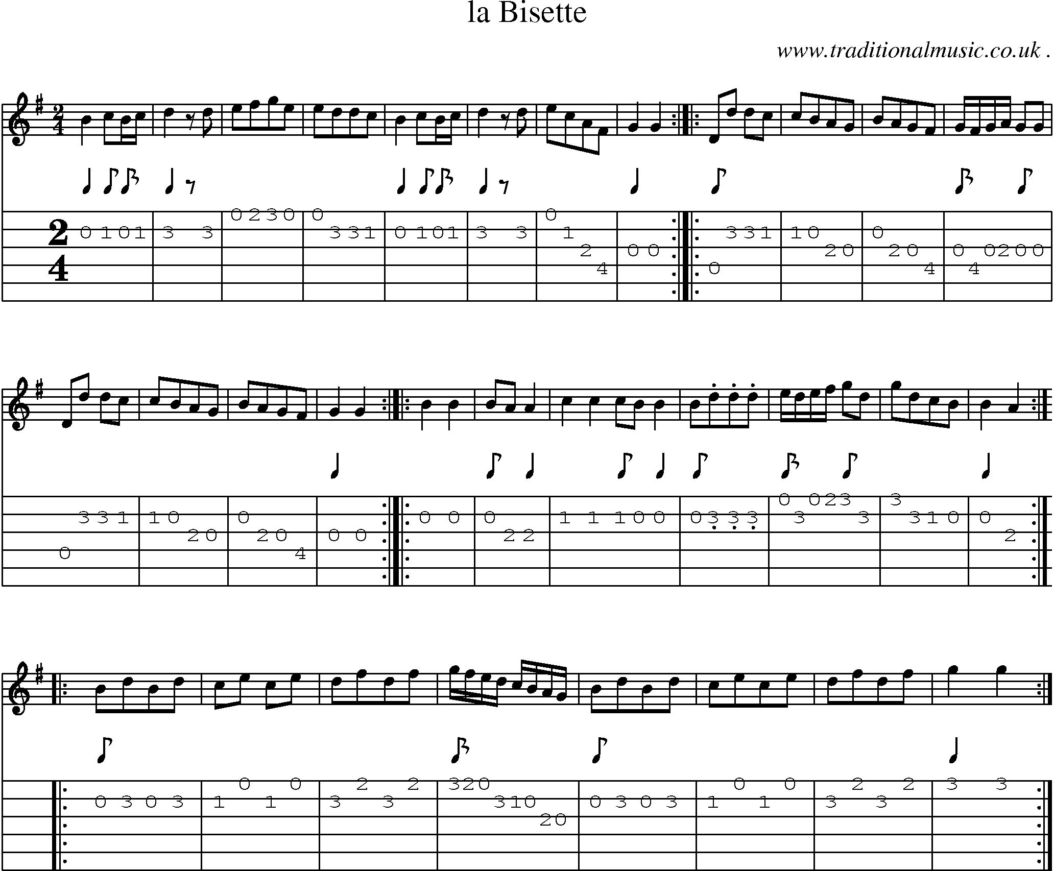Sheet-Music and Guitar Tabs for La Bisette