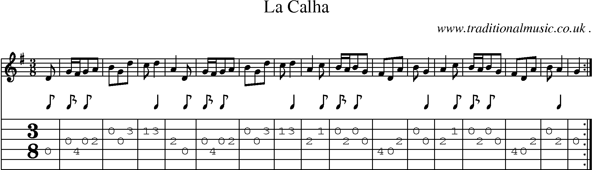 Sheet-Music and Guitar Tabs for La Calha