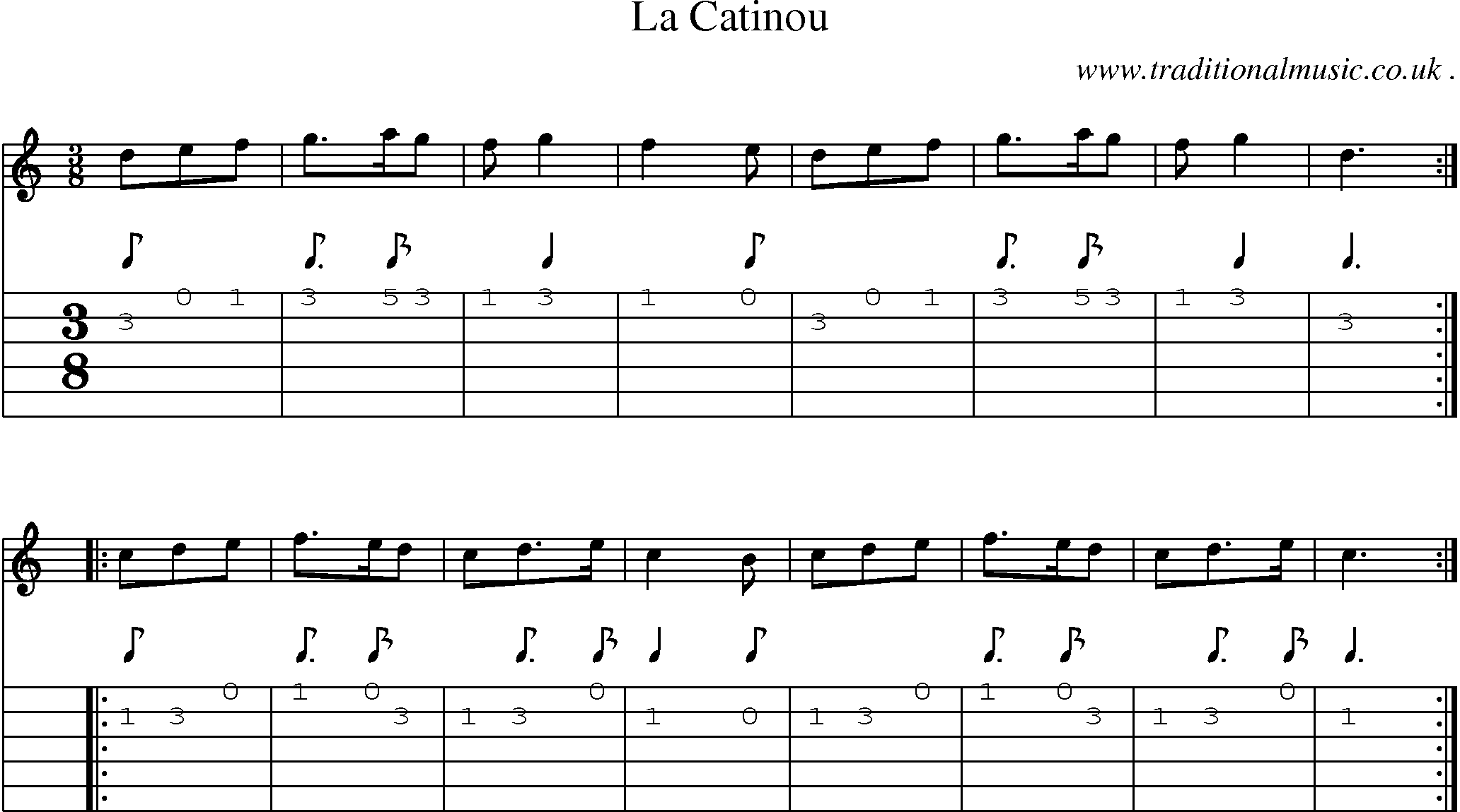 Sheet-Music and Guitar Tabs for La Catinou