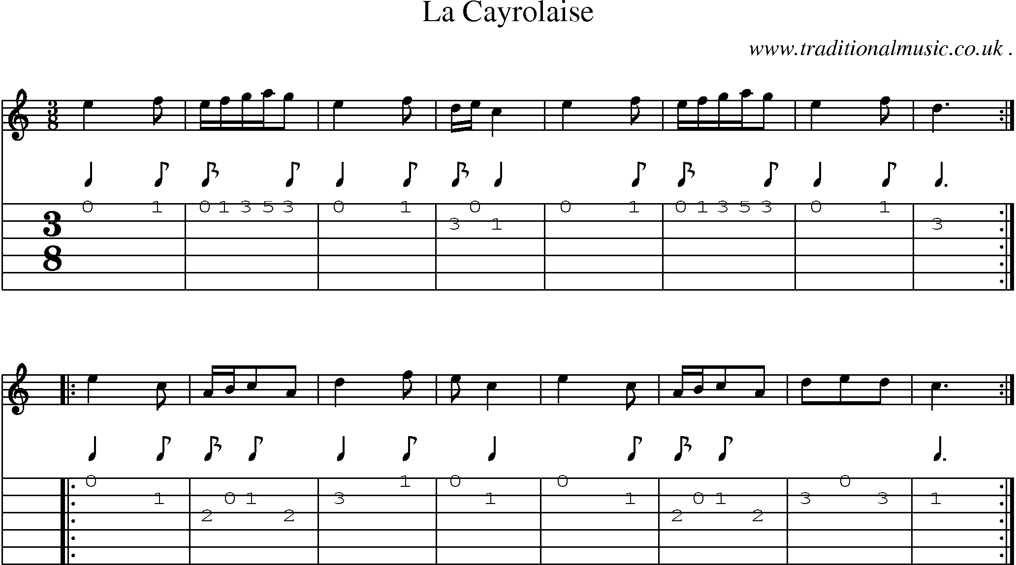Sheet-Music and Guitar Tabs for La Cayrolaise