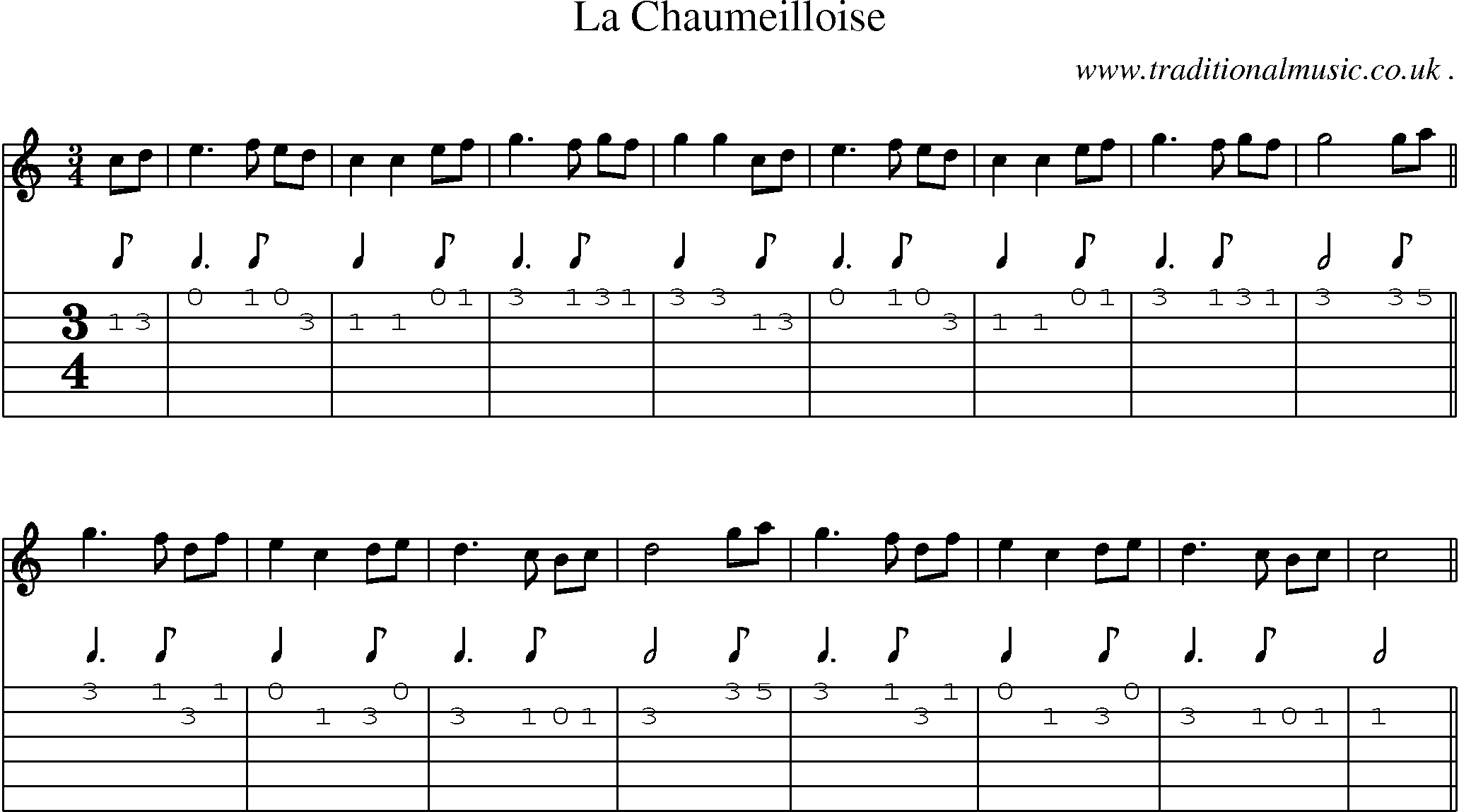Sheet-Music and Guitar Tabs for La Chaumeilloise