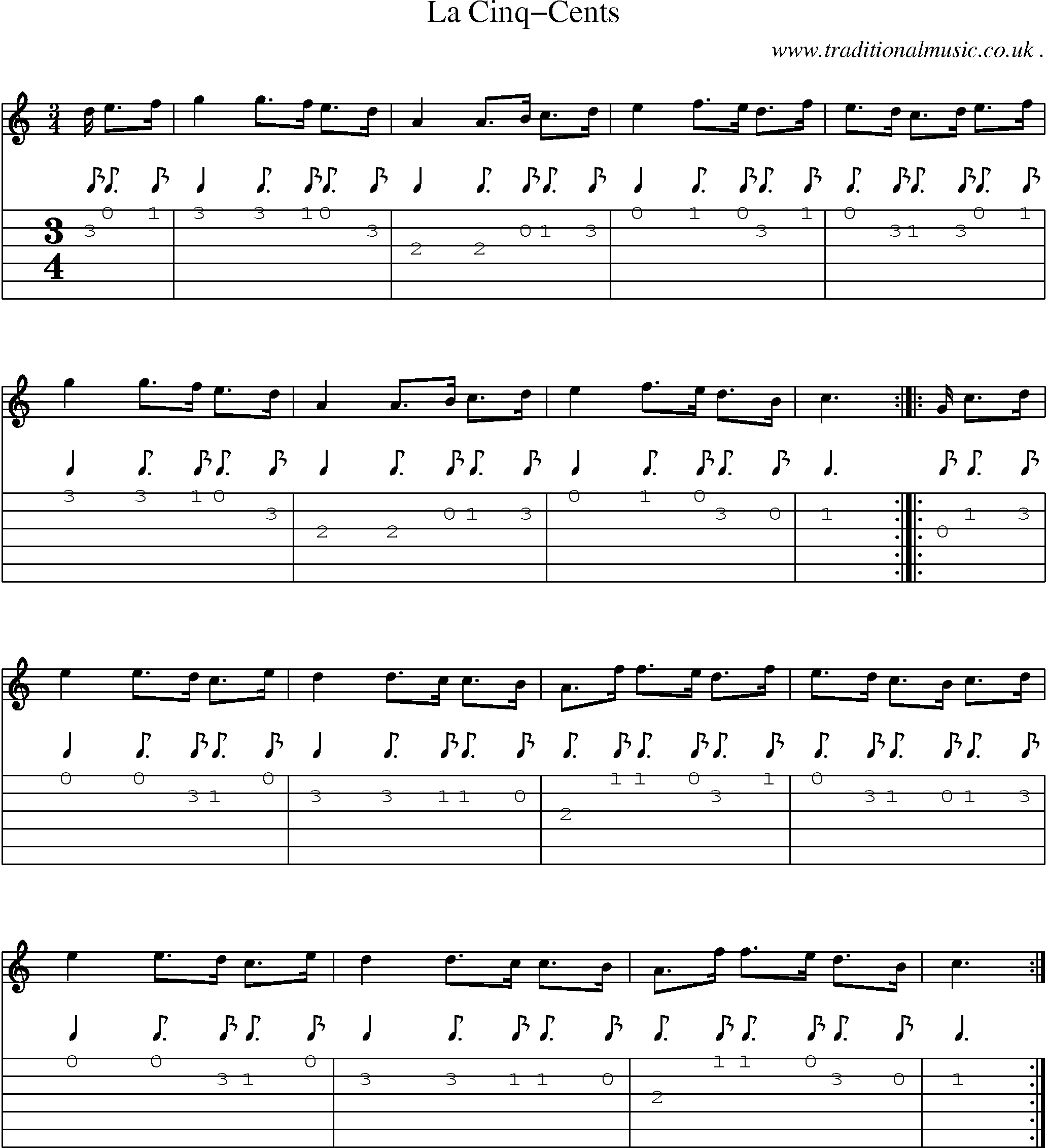 Sheet-Music and Guitar Tabs for La Cinq-cents