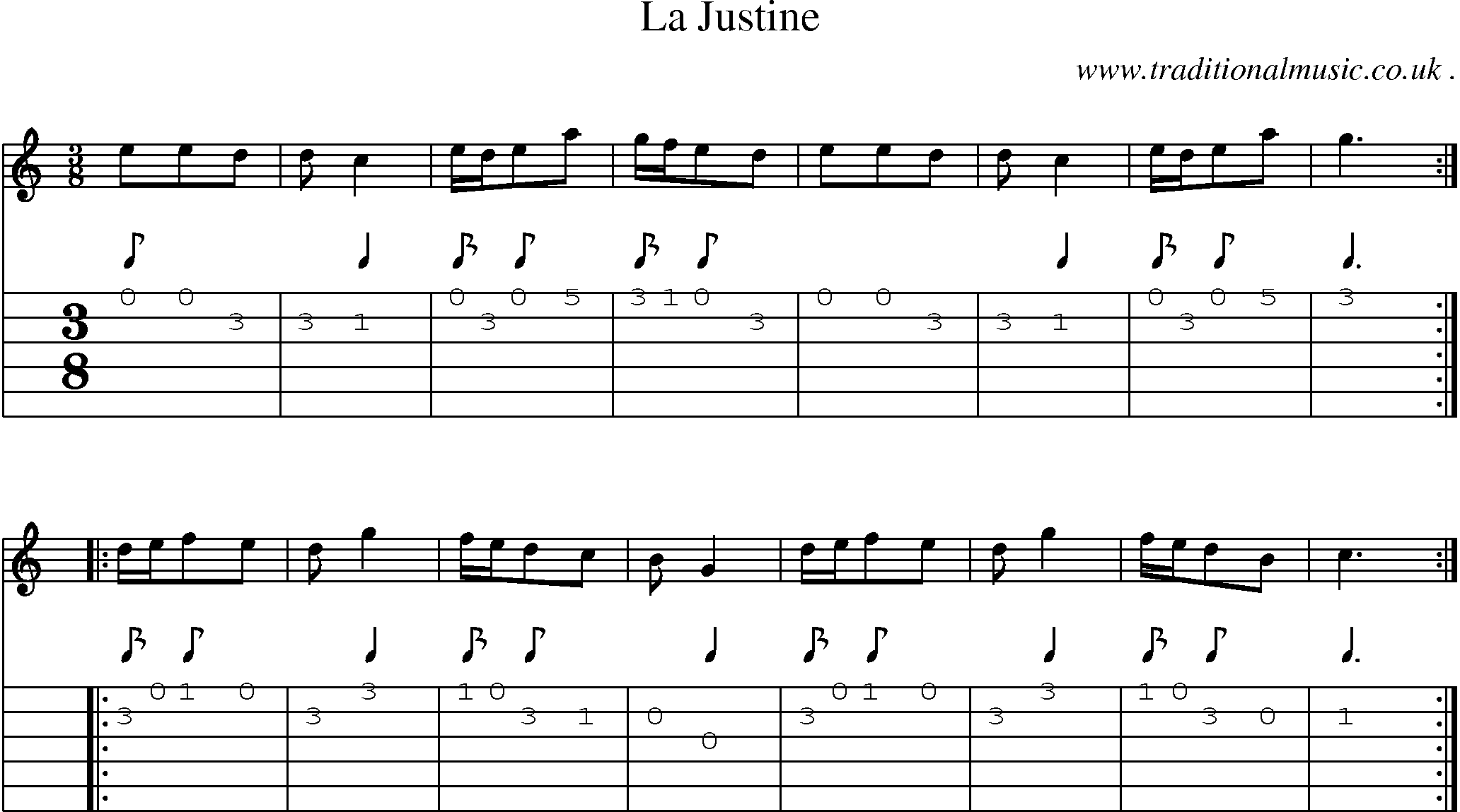 Sheet-Music and Guitar Tabs for La Justine