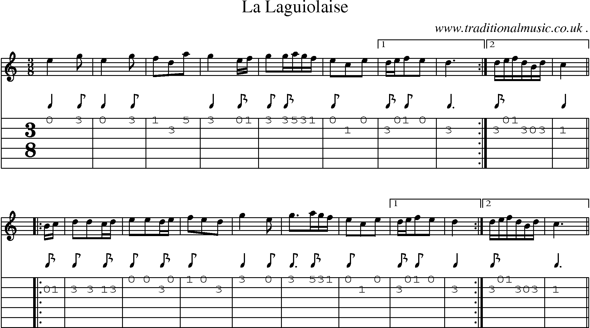 Sheet-Music and Guitar Tabs for La Laguiolaise