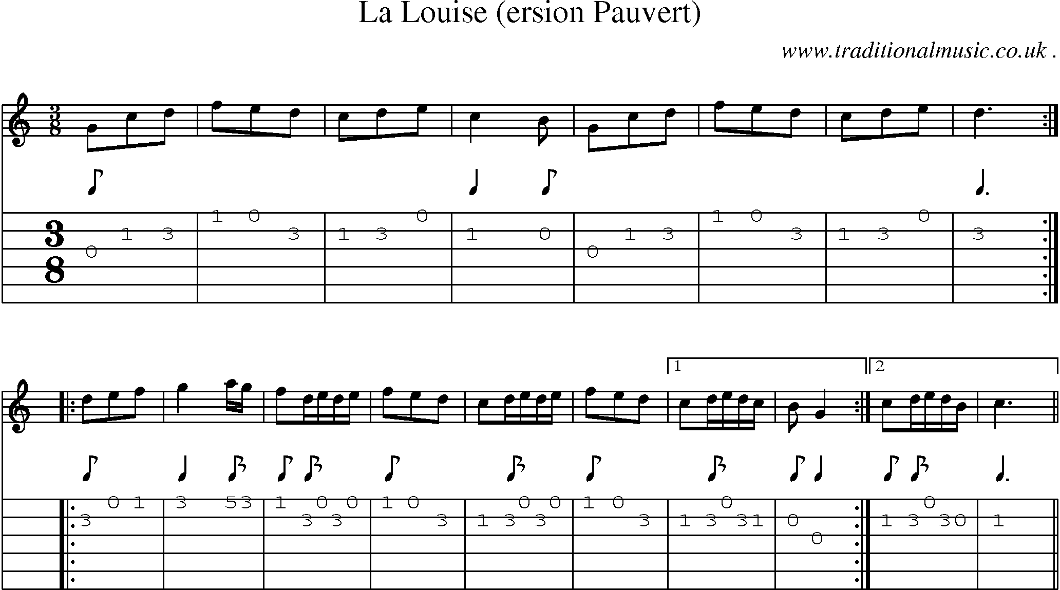 Sheet-Music and Guitar Tabs for La Louise (ersion Pauvert)
