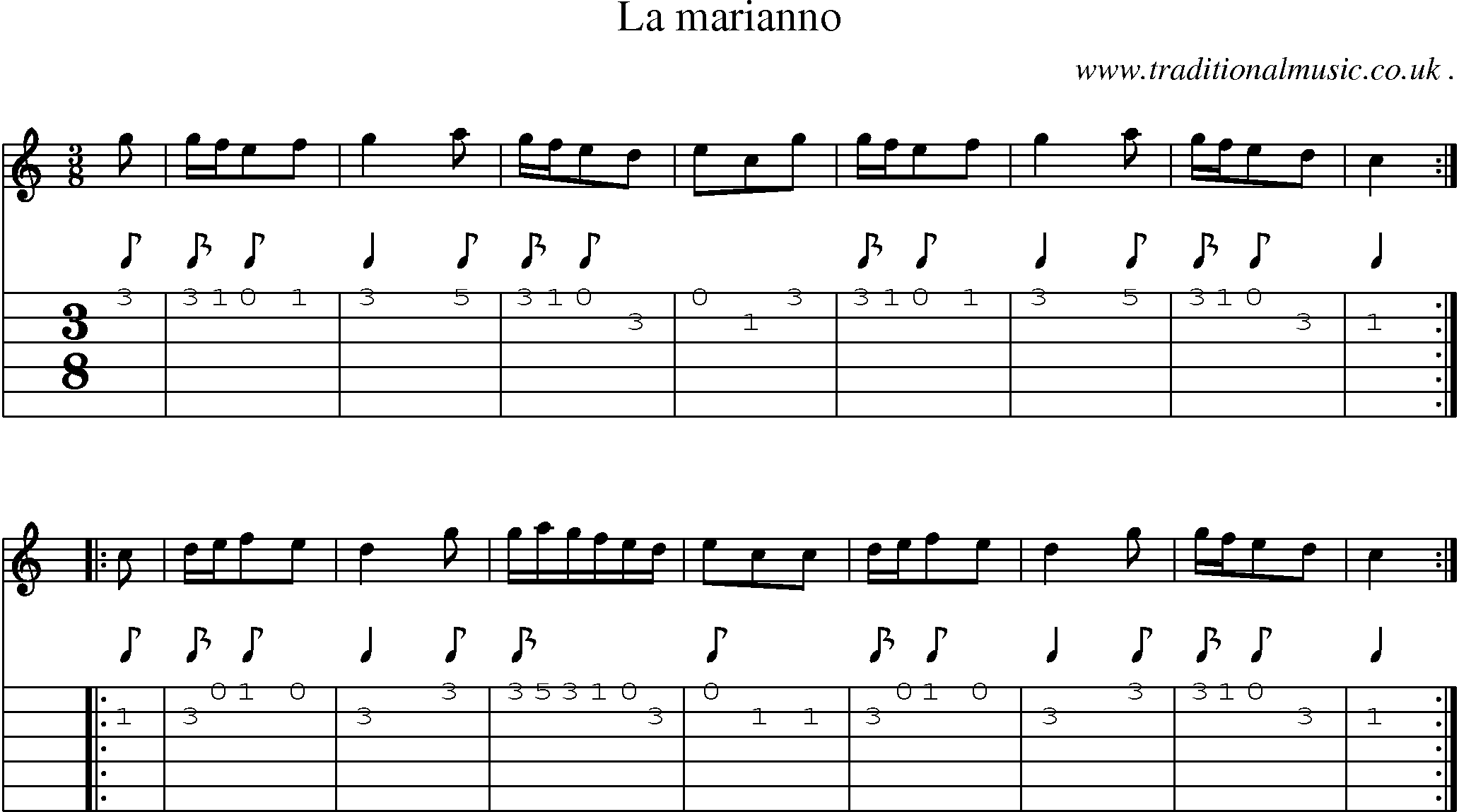 Sheet-Music and Guitar Tabs for La Marianno
