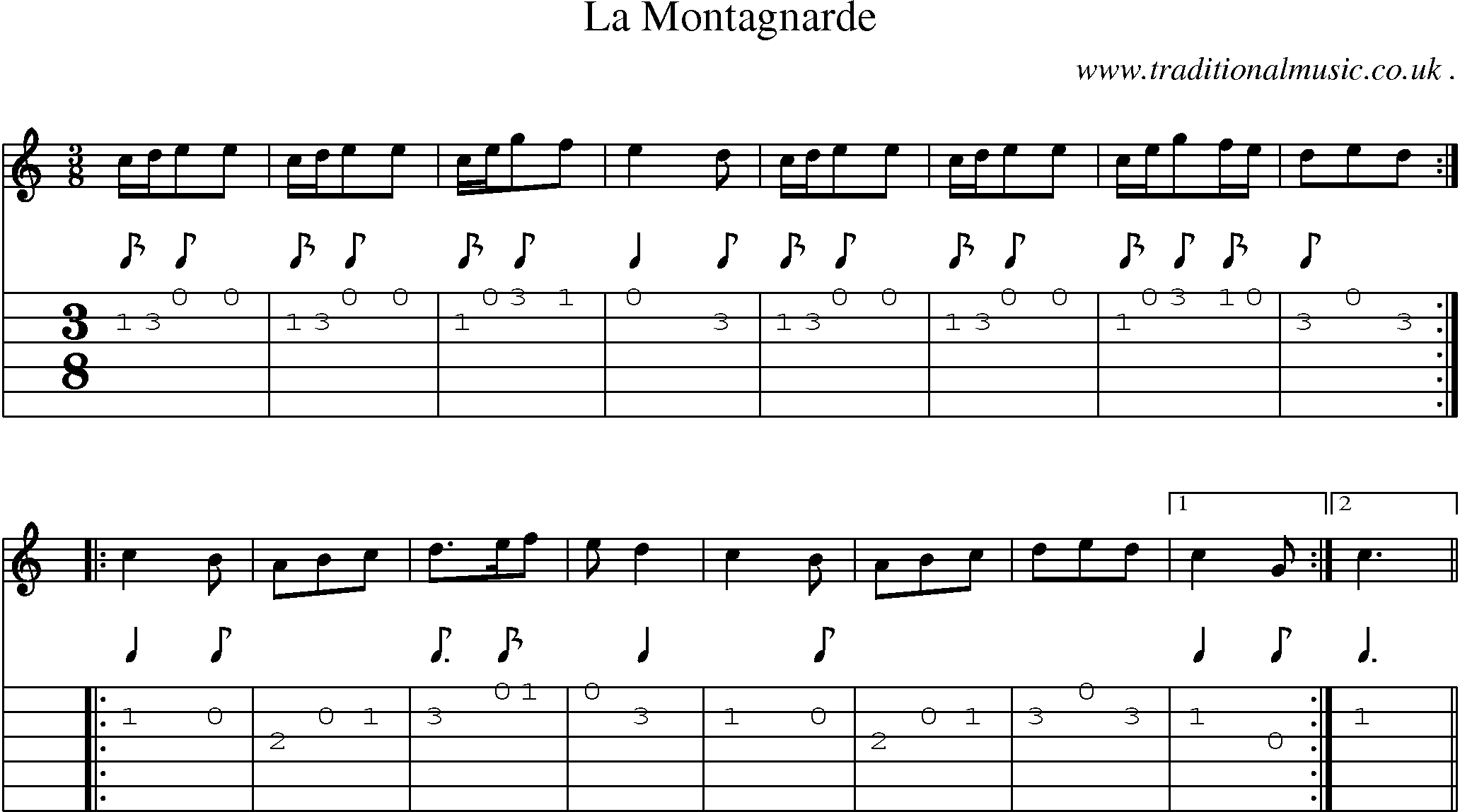 Sheet-Music and Guitar Tabs for La Montagnarde