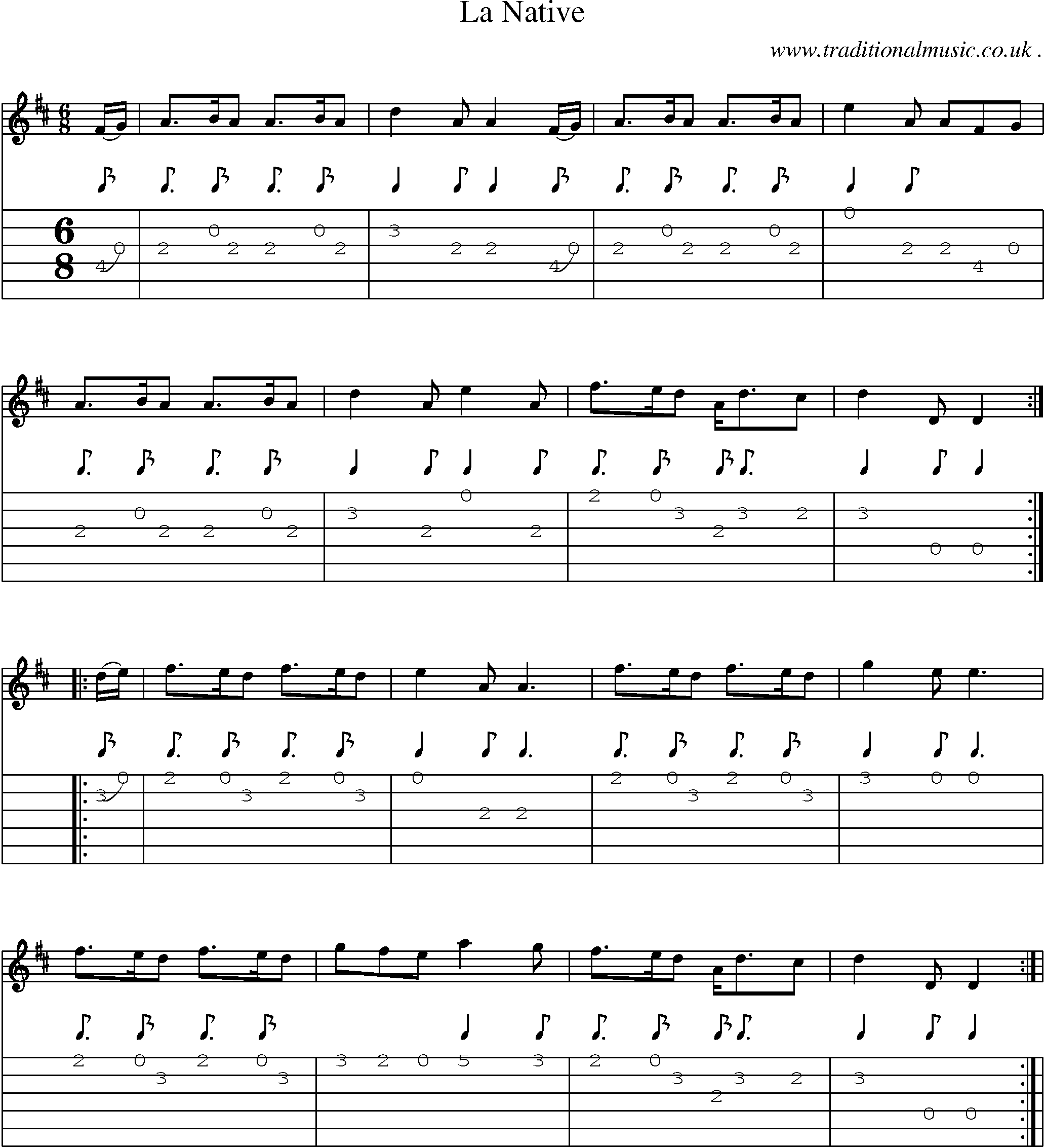 Sheet-Music and Guitar Tabs for La Native