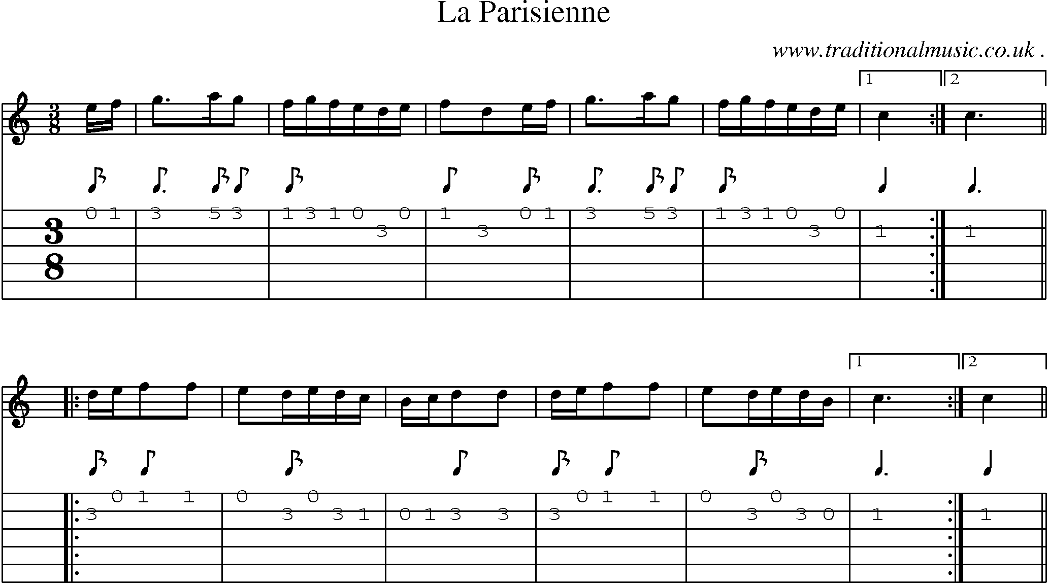 Sheet-Music and Guitar Tabs for La Parisienne