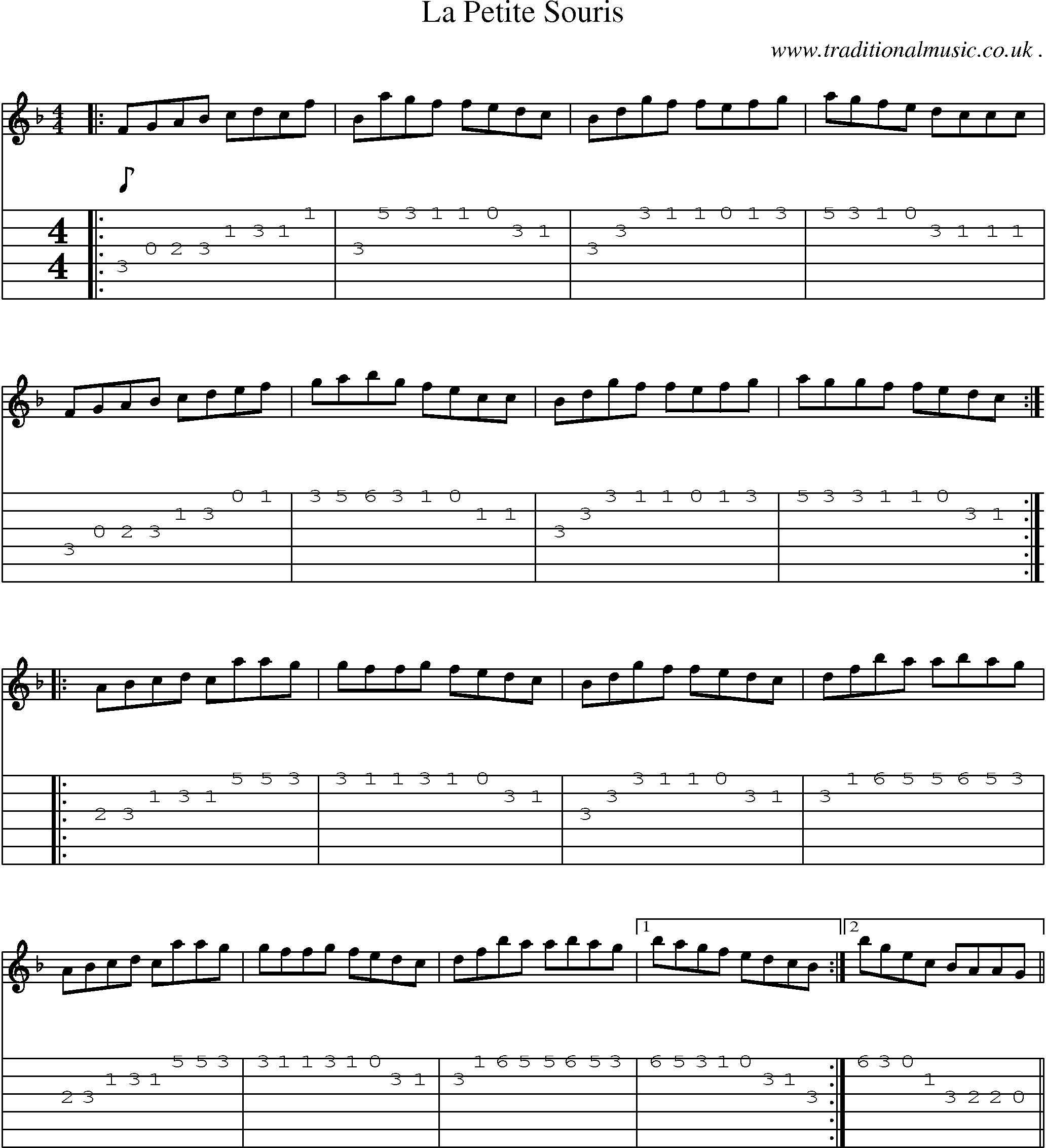 Sheet-Music and Guitar Tabs for La Petite Souris
