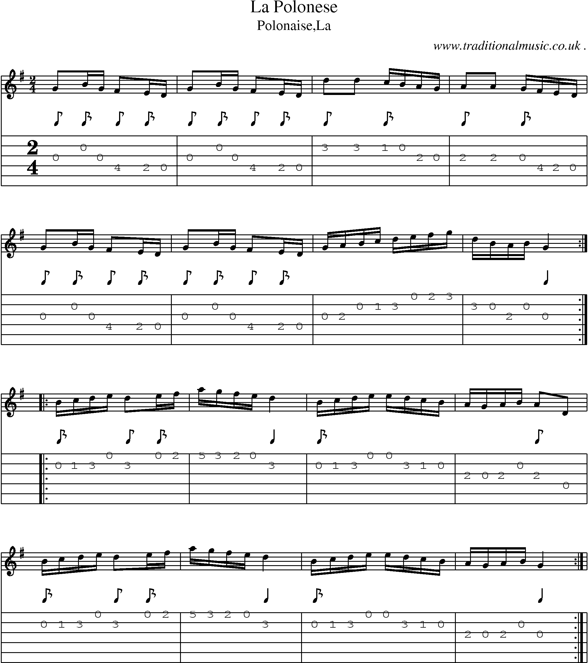 Sheet-Music and Guitar Tabs for La Polonese