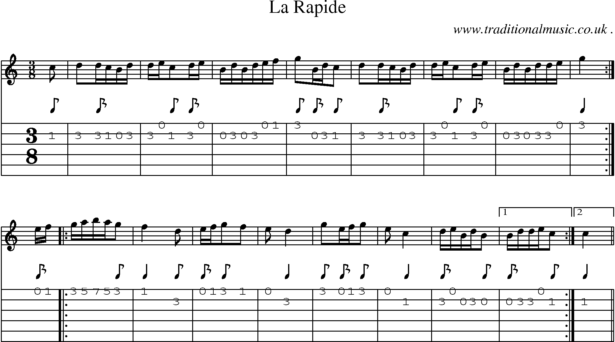 Sheet-Music and Guitar Tabs for La Rapide