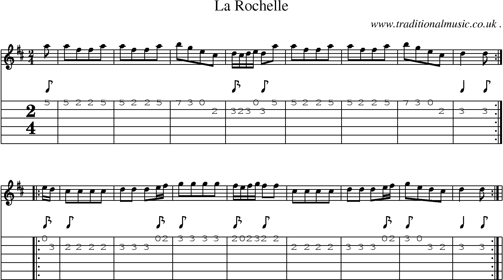 Sheet-Music and Guitar Tabs for La Rochelle
