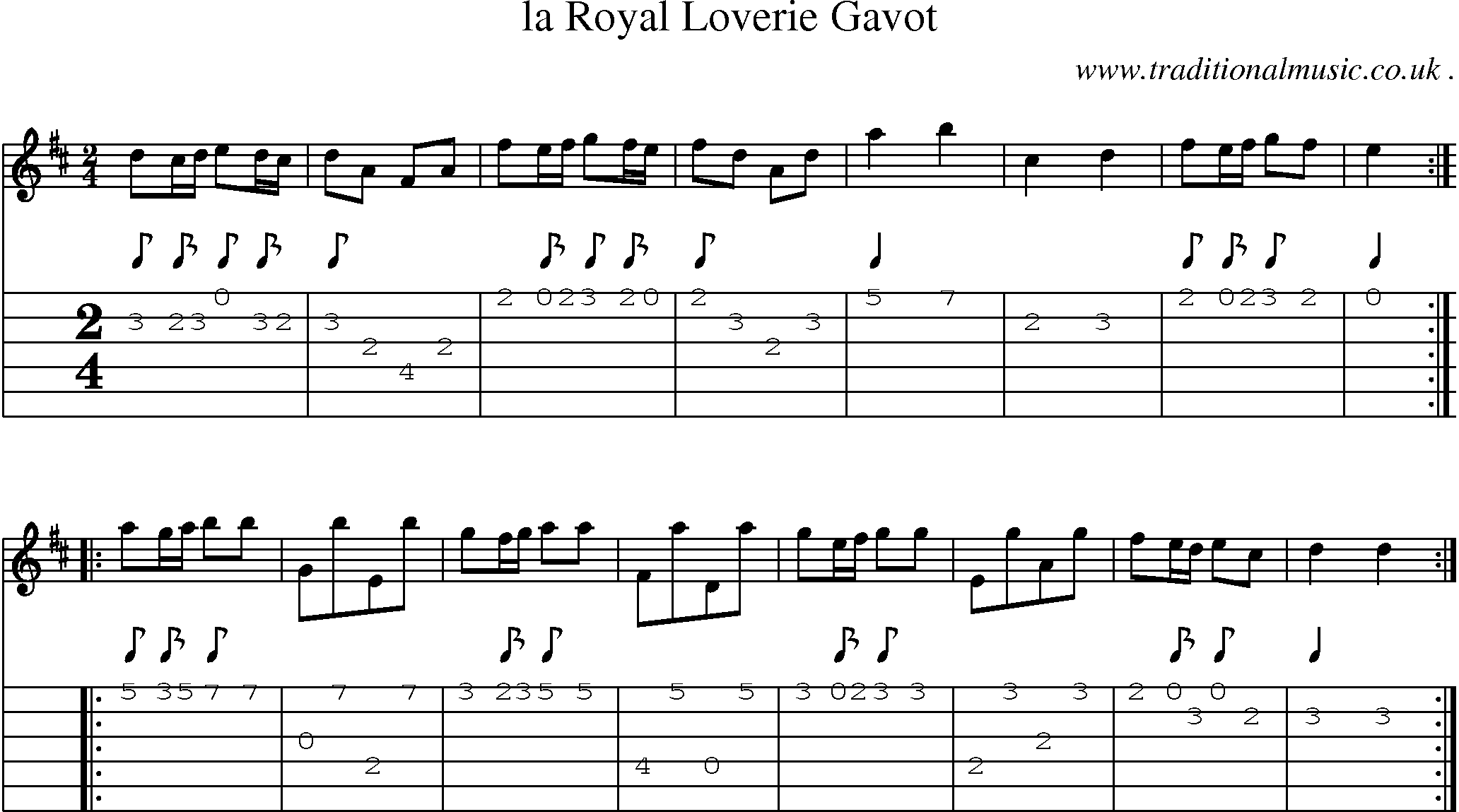 Sheet-Music and Guitar Tabs for La Royal Loverie Gavot