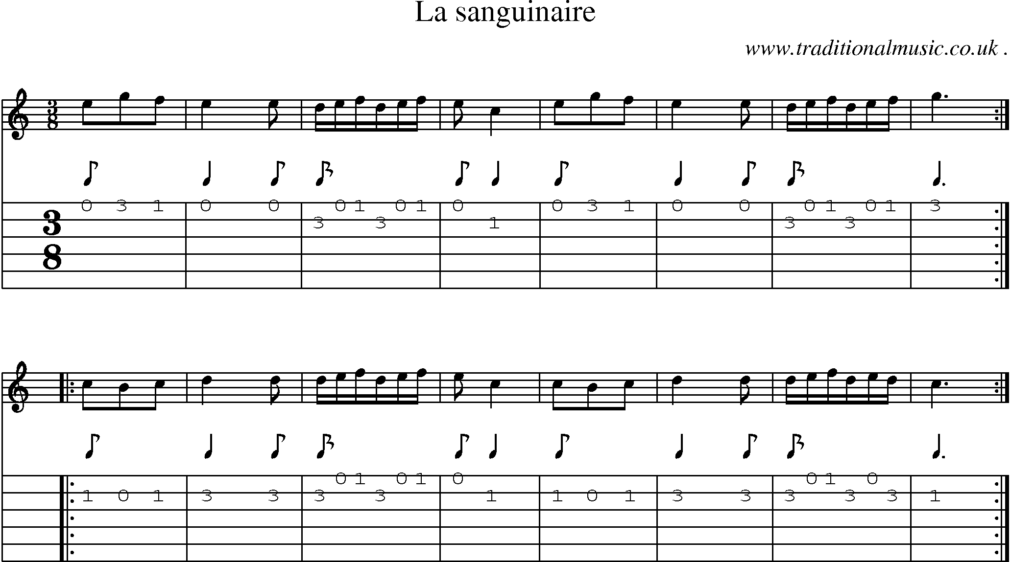 Sheet-Music and Guitar Tabs for La Sanguinaire