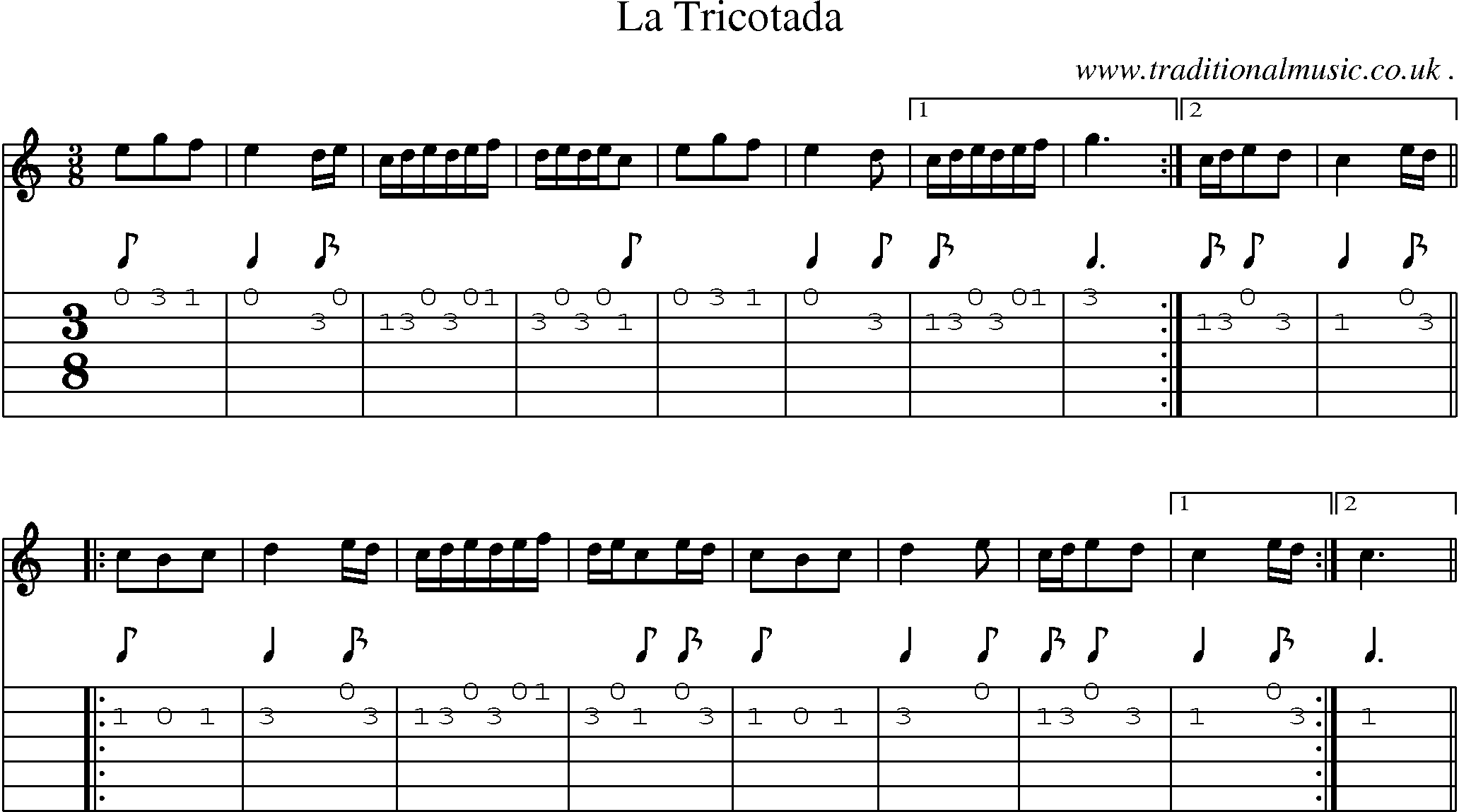 Sheet-Music and Guitar Tabs for La Tricotada