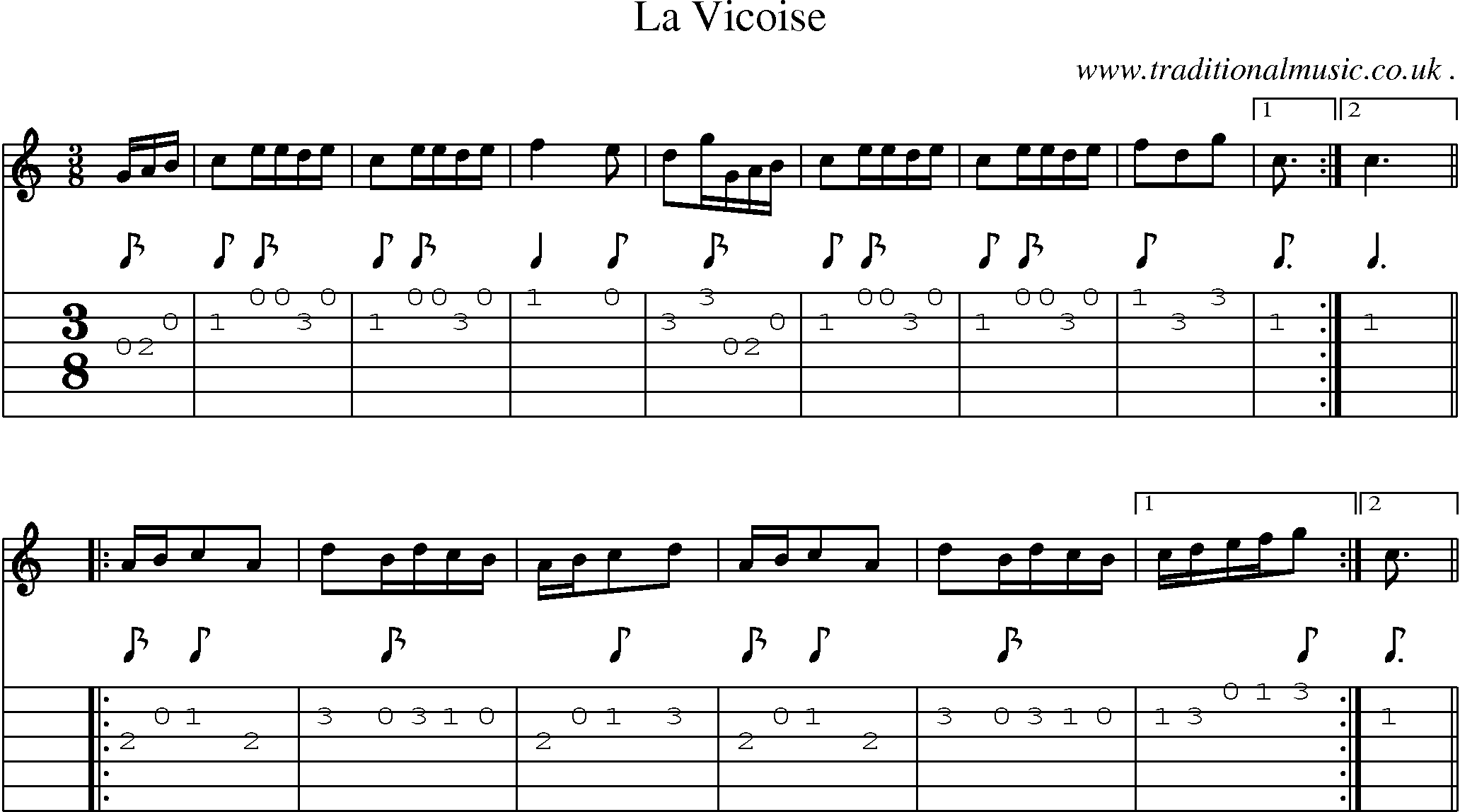 Sheet-Music and Guitar Tabs for La Vicoise