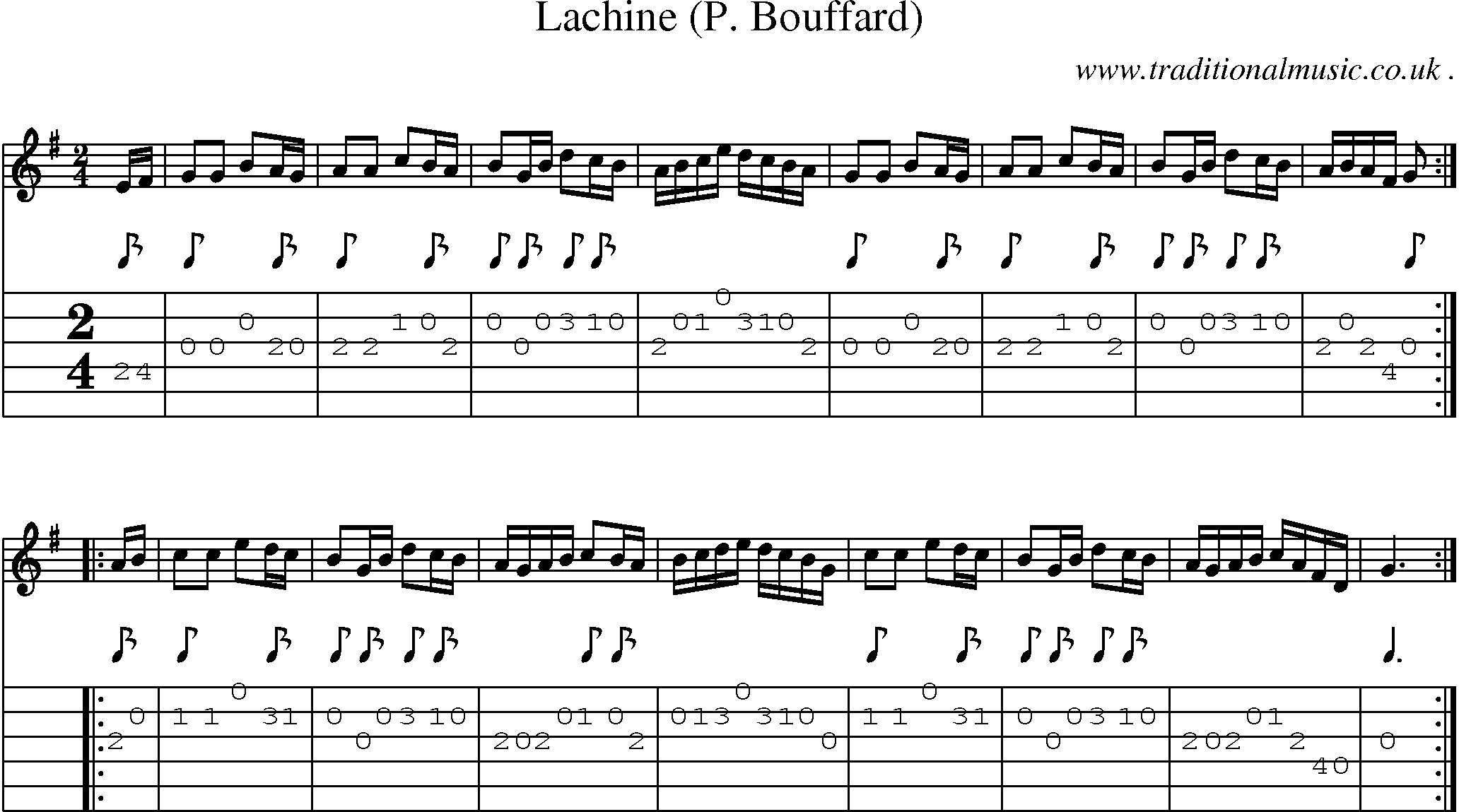 Sheet-Music and Guitar Tabs for Lachine (p Bouffard)
