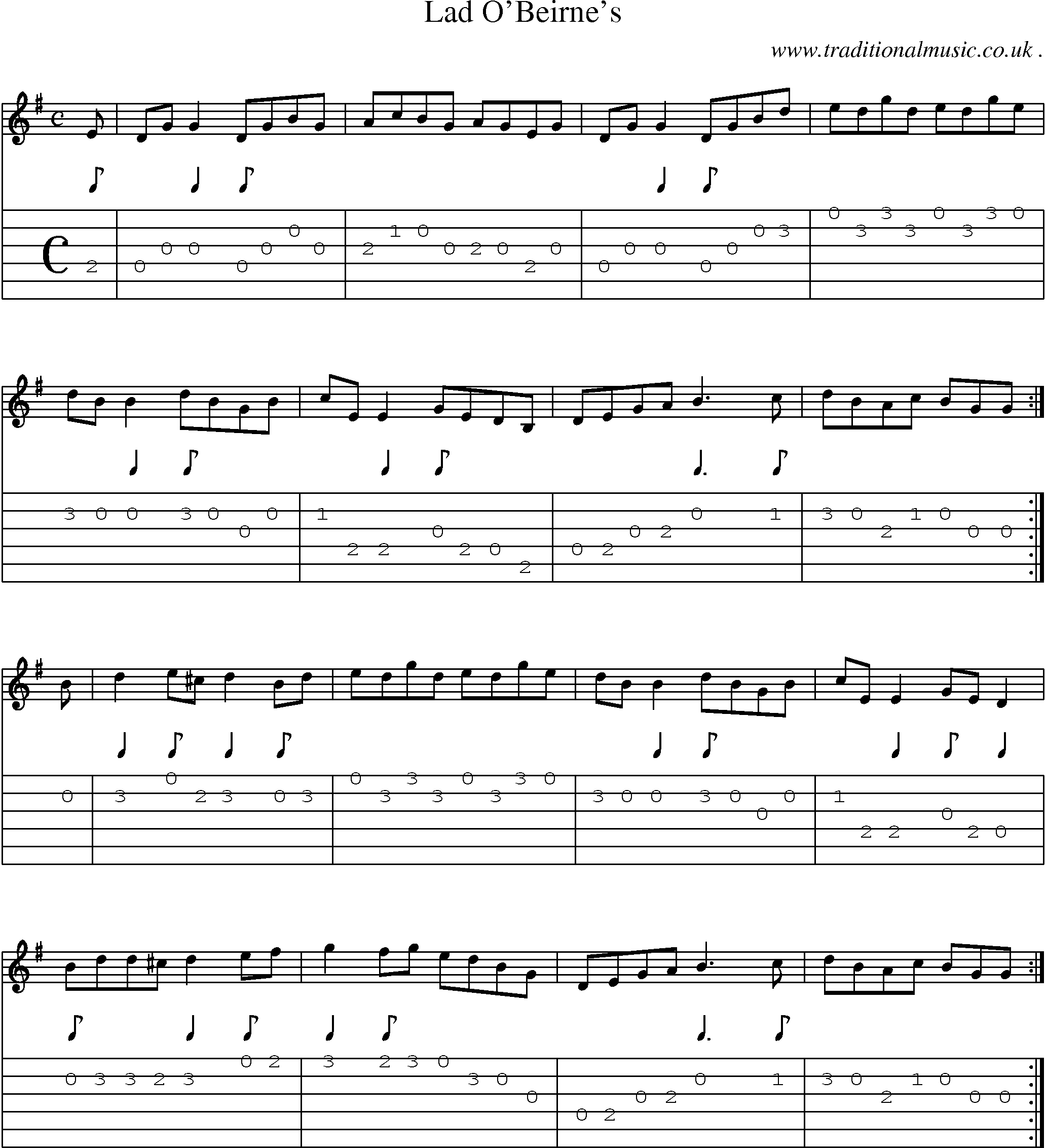 Sheet-Music and Guitar Tabs for Lad Obeirnes