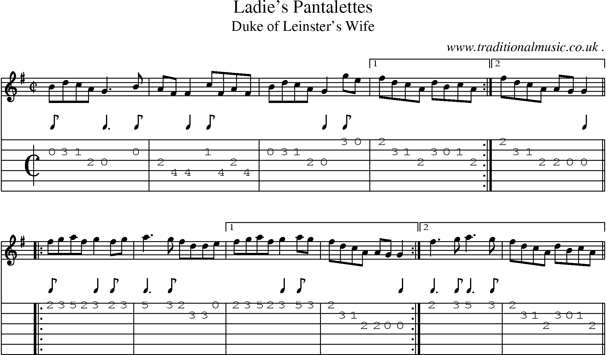 Sheet-Music and Guitar Tabs for Ladies Pantalettes