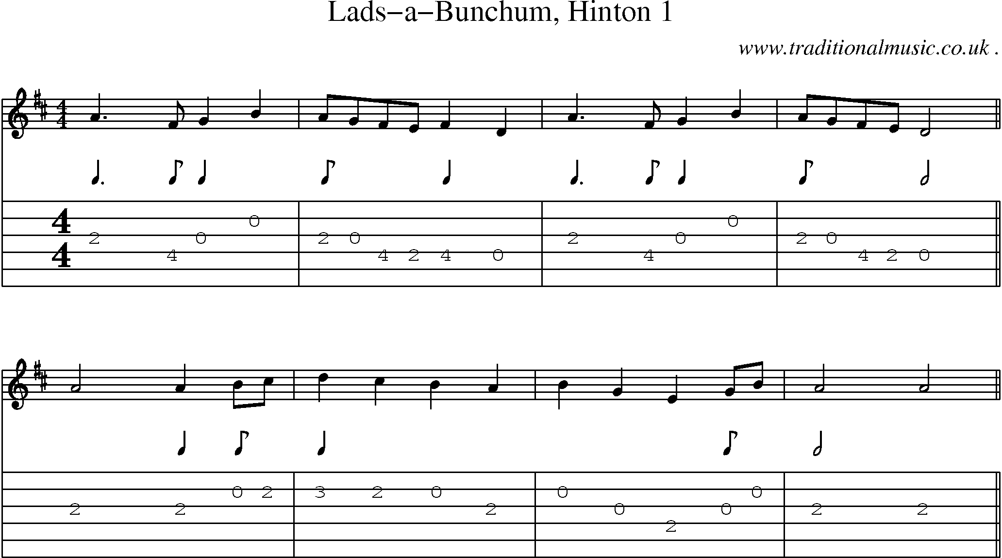 Sheet-Music and Guitar Tabs for Lads-a-bunchum Hinton 1