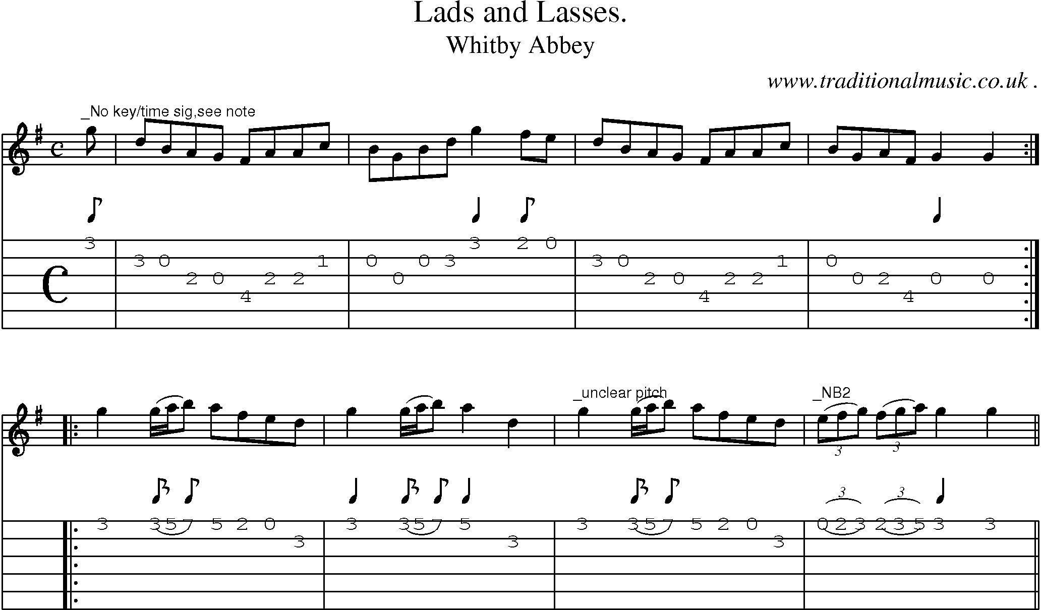 Sheet-Music and Guitar Tabs for Lads and Lasses 