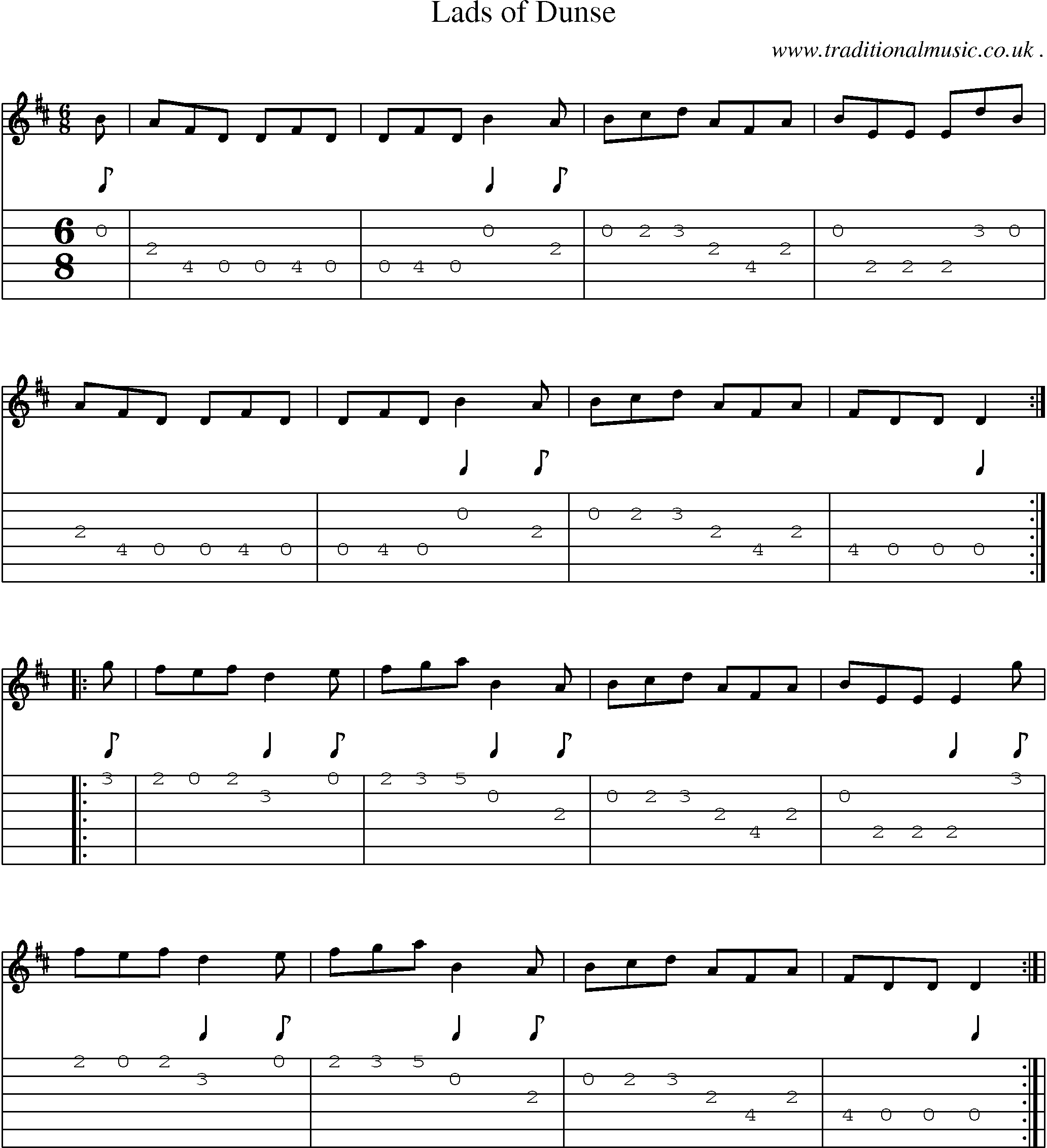 Sheet-Music and Guitar Tabs for Lads Of Dunse