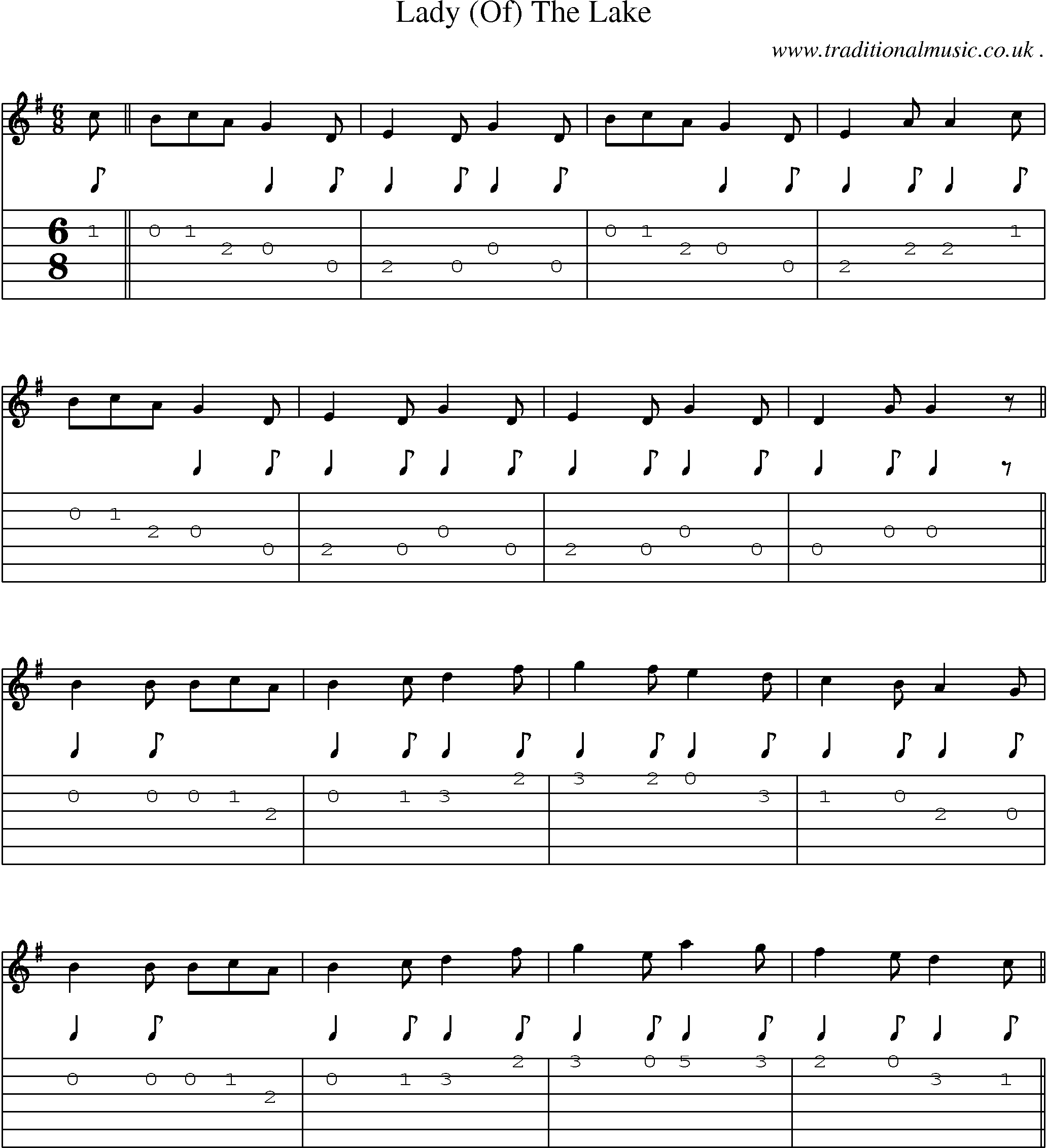Sheet-Music and Guitar Tabs for Lady (of) The Lake