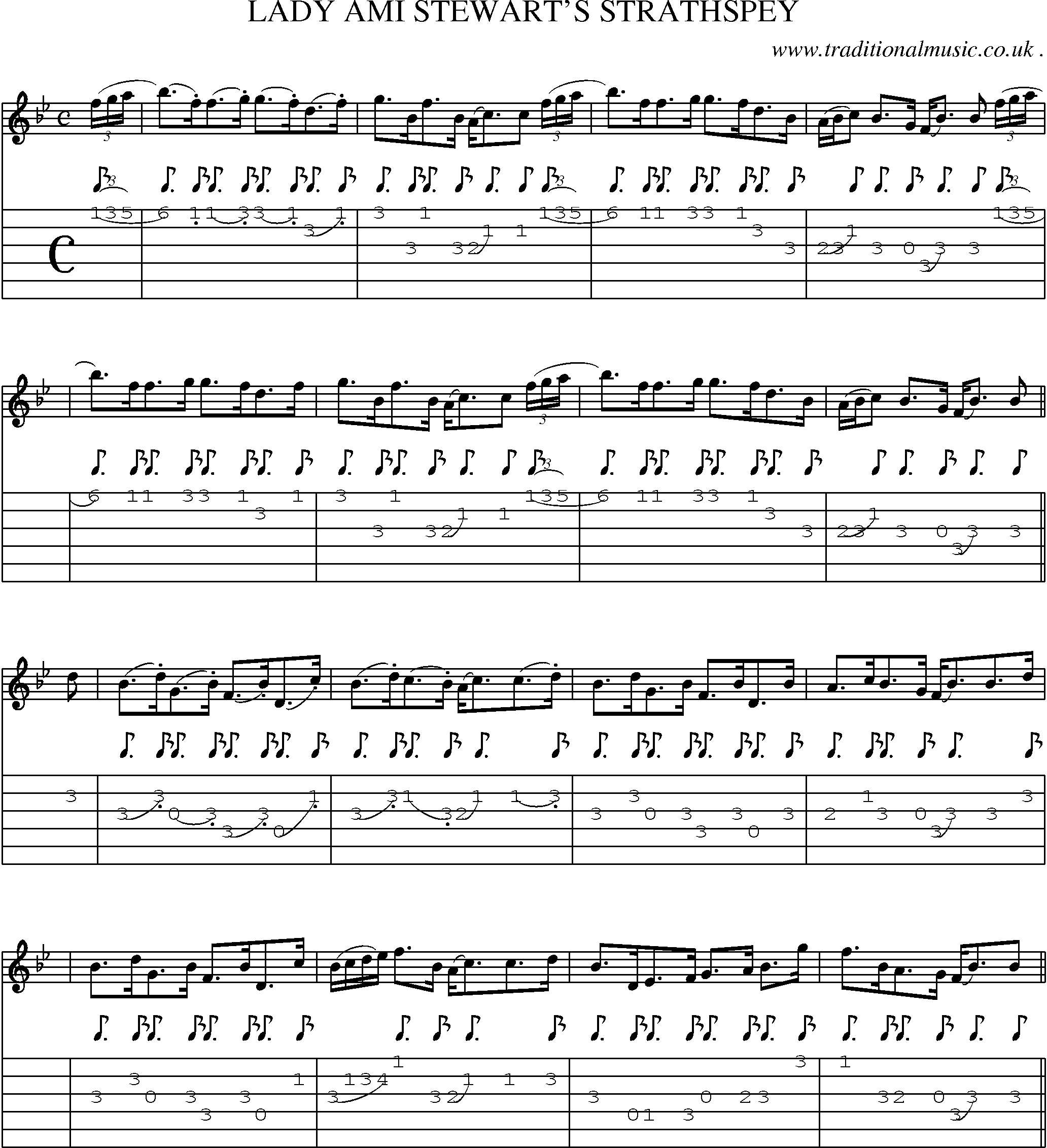 Sheet-Music and Guitar Tabs for Lady Ami Stewarts Strathspey