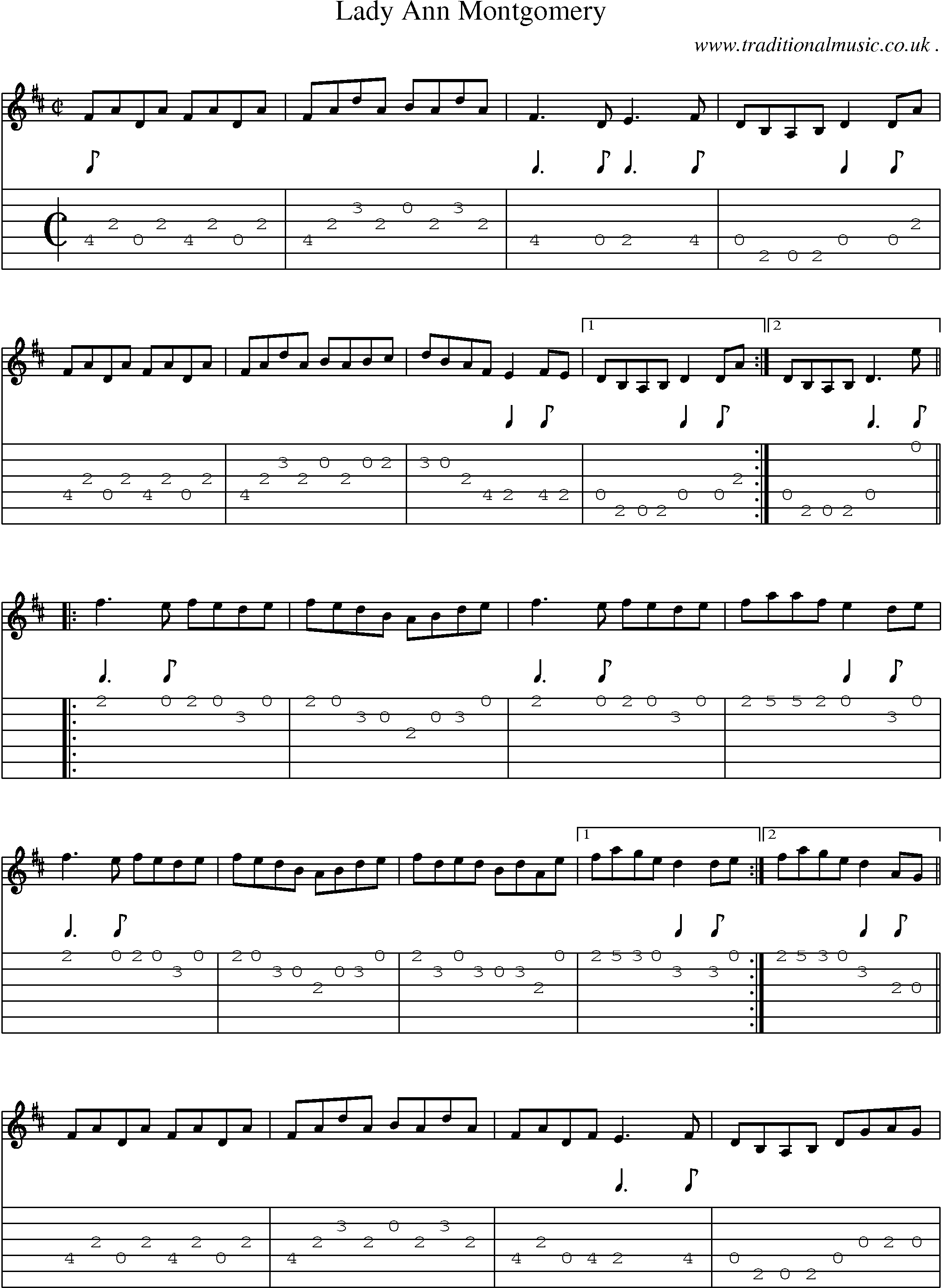 Sheet-Music and Guitar Tabs for Lady Ann Montgomery