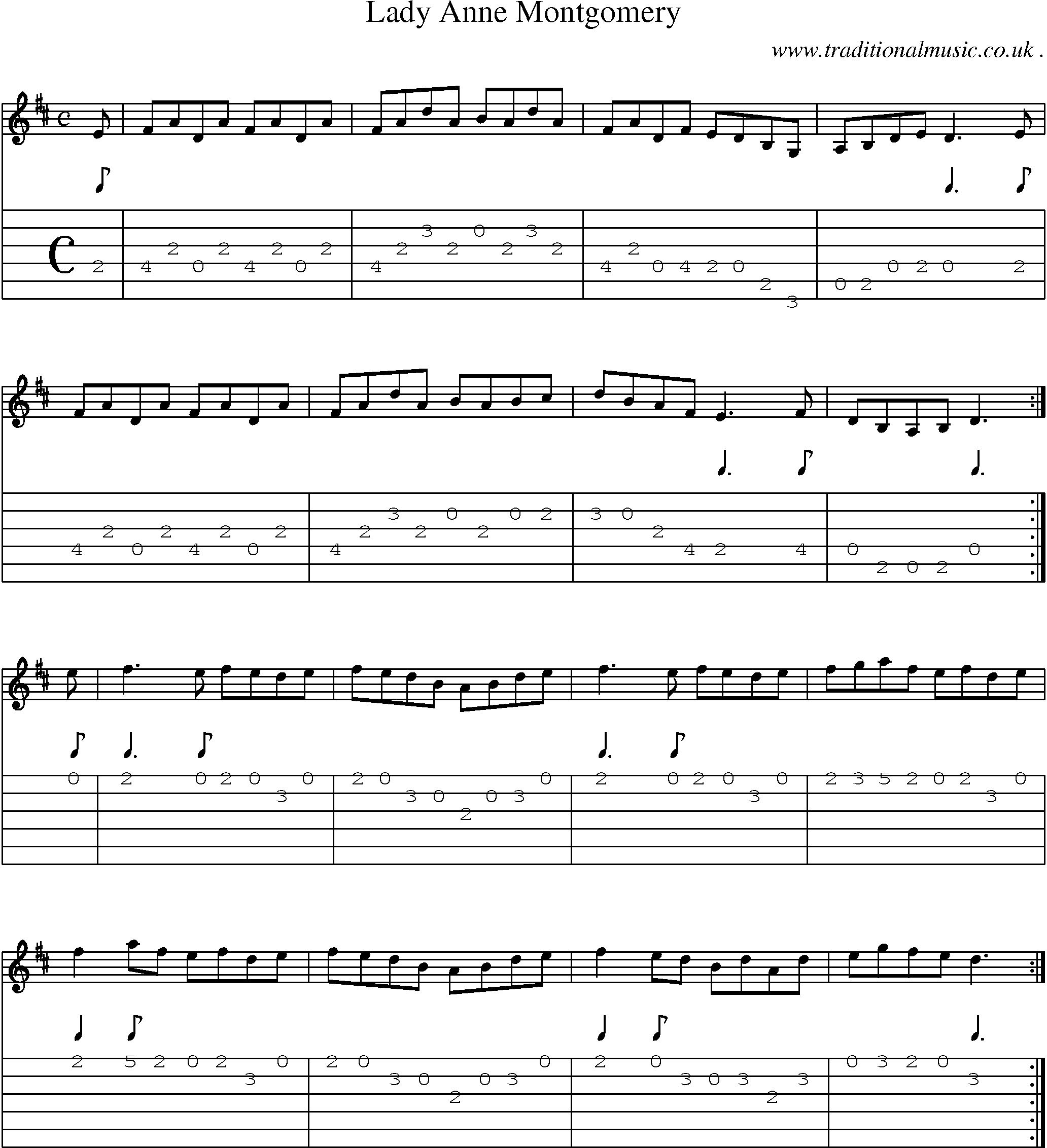 Sheet-Music and Guitar Tabs for Lady Anne Montgomery