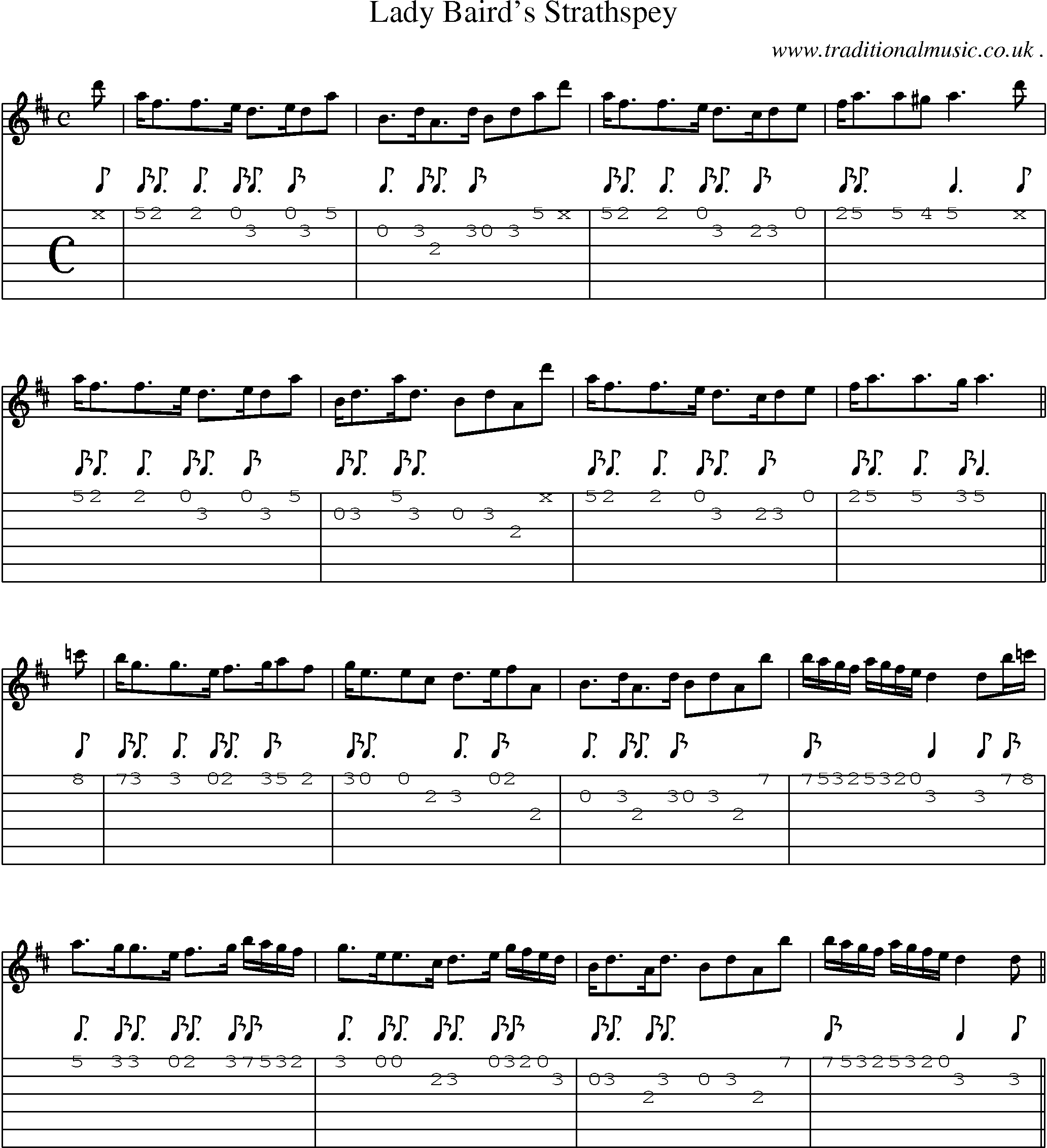 Sheet-Music and Guitar Tabs for Lady Bairds Strathspey