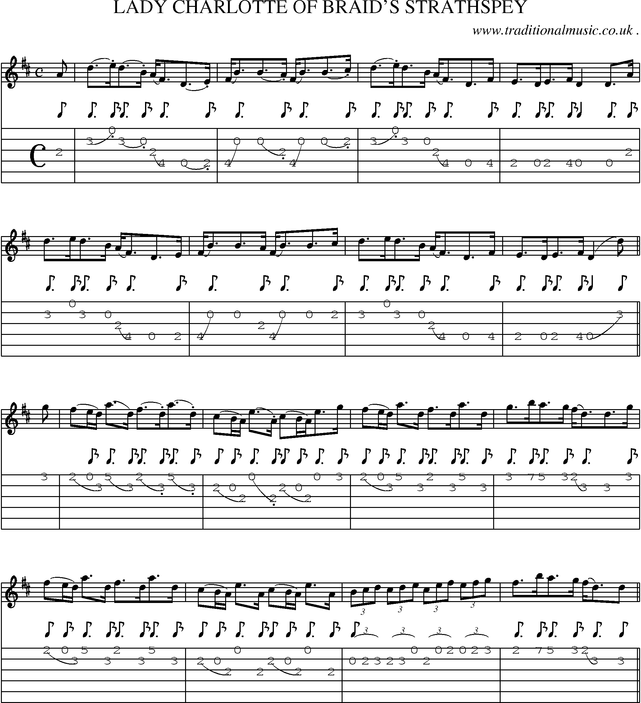 Sheet-Music and Guitar Tabs for Lady Charlotte Of Braids Strathspey