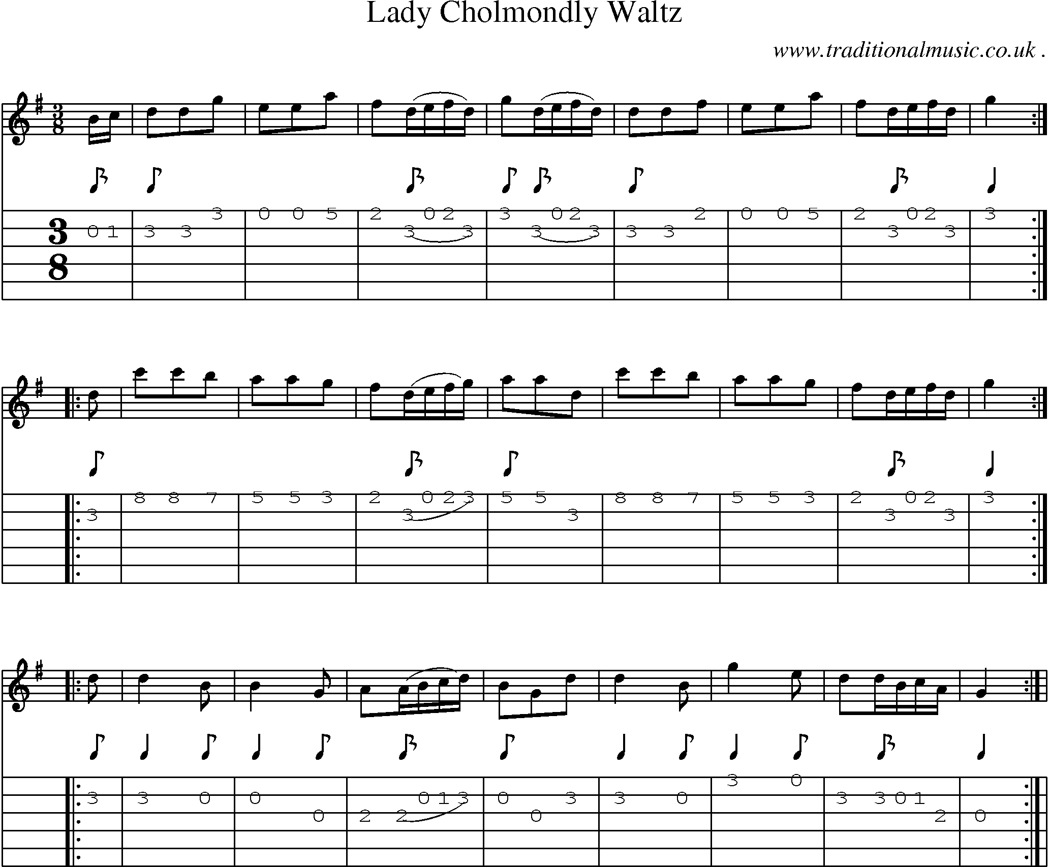 Sheet-Music and Guitar Tabs for Lady Cholmondly Waltz