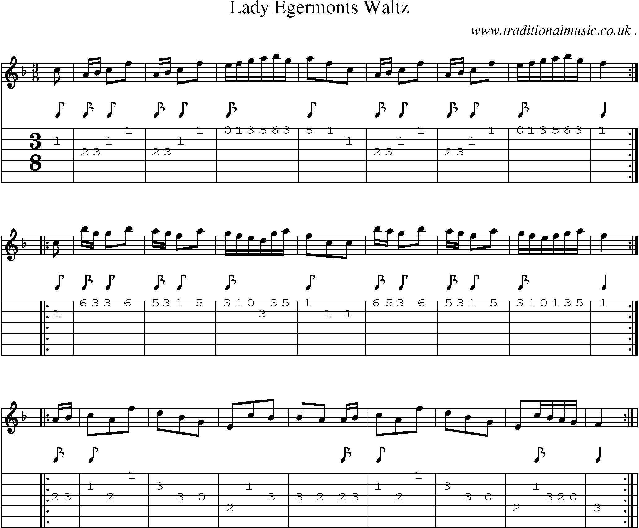 Sheet-Music and Guitar Tabs for Lady Egermonts Waltz
