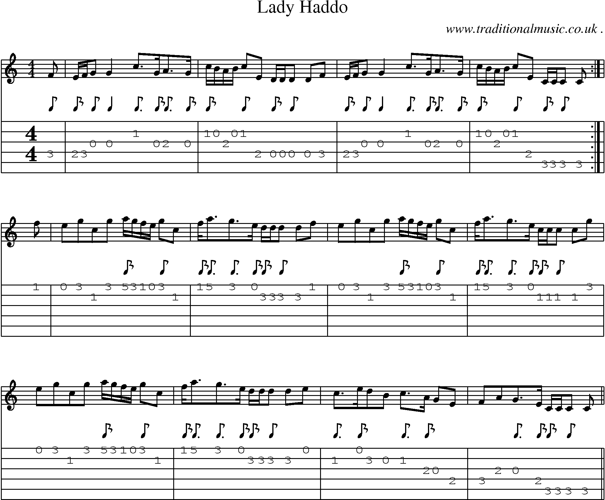 Sheet-Music and Guitar Tabs for Lady Haddo