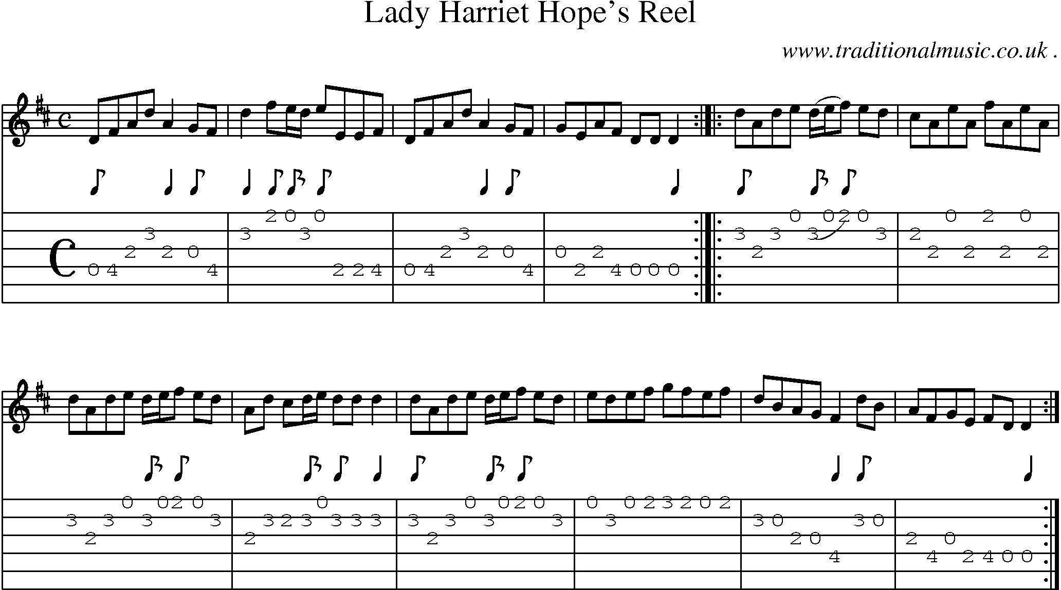Sheet-Music and Guitar Tabs for Lady Harriet Hopes Reel