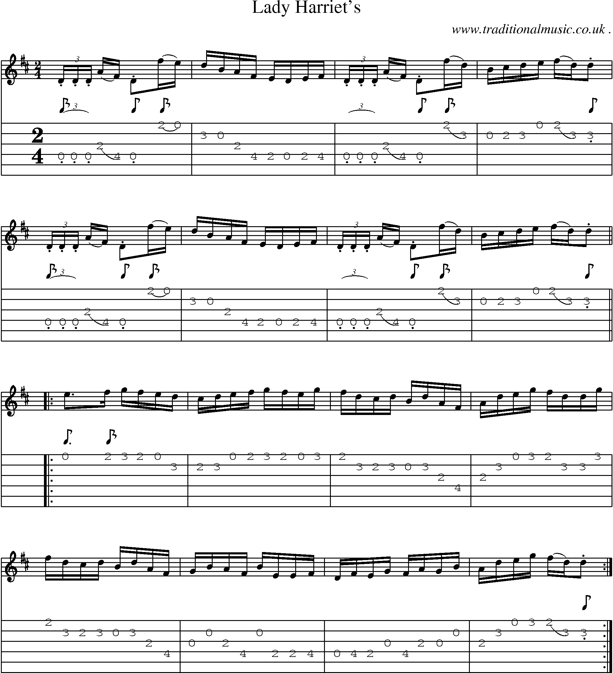 Sheet-Music and Guitar Tabs for Lady Harriets